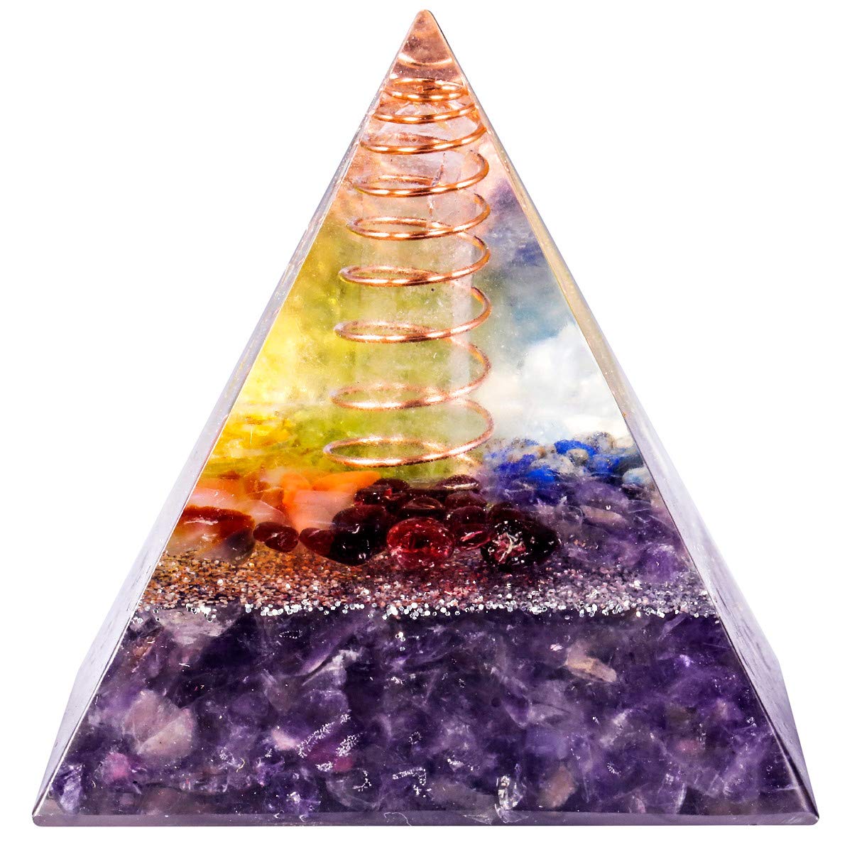 SUNYIK Chip Stone Orgone Pyramid, Healing Crystal Point Copper Energy Generator Protection Metaphysical Chakra Reiki 1.96" Purple SUNGDV005931