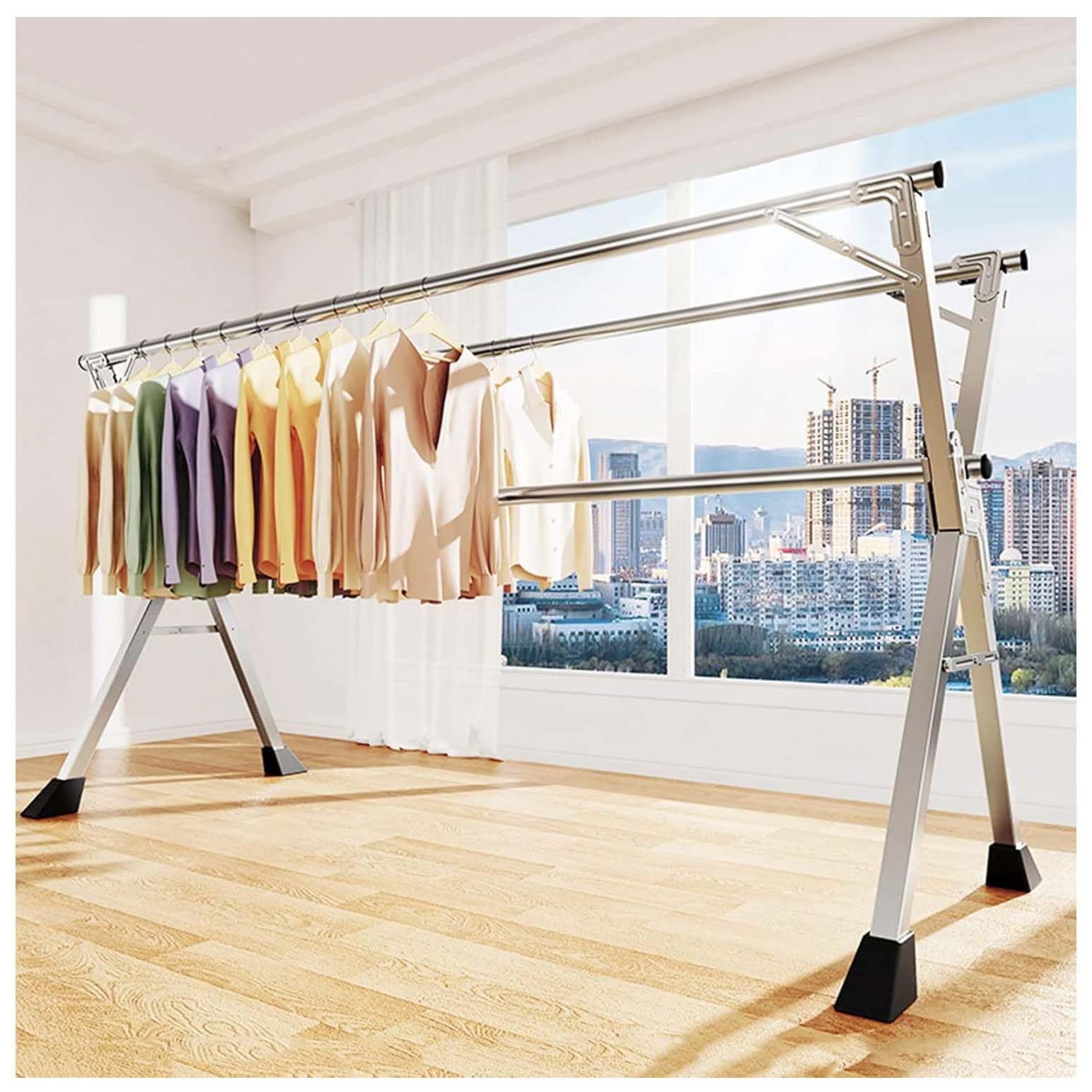 Étendoir à linge inox réglable pour éviter la rouille et le linge qui s'envole du balcon