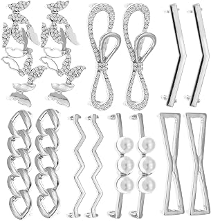 14Pcs Shoelaces DIY Decorations Shoe Pins Clips Charms Accessory Rhinestone Butterfly Chain Geometry Style for Sneakers Casual Shoe
