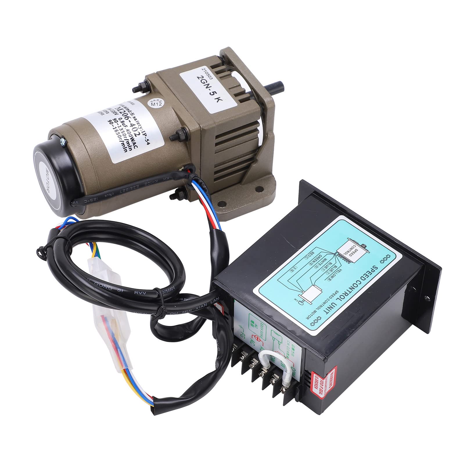 AC 220V 6W Motor de Engranaje Asíncrono de Fase Monofásica Erethartation Velocidad Ajustable (Relación de reducción de velocidad 5K)