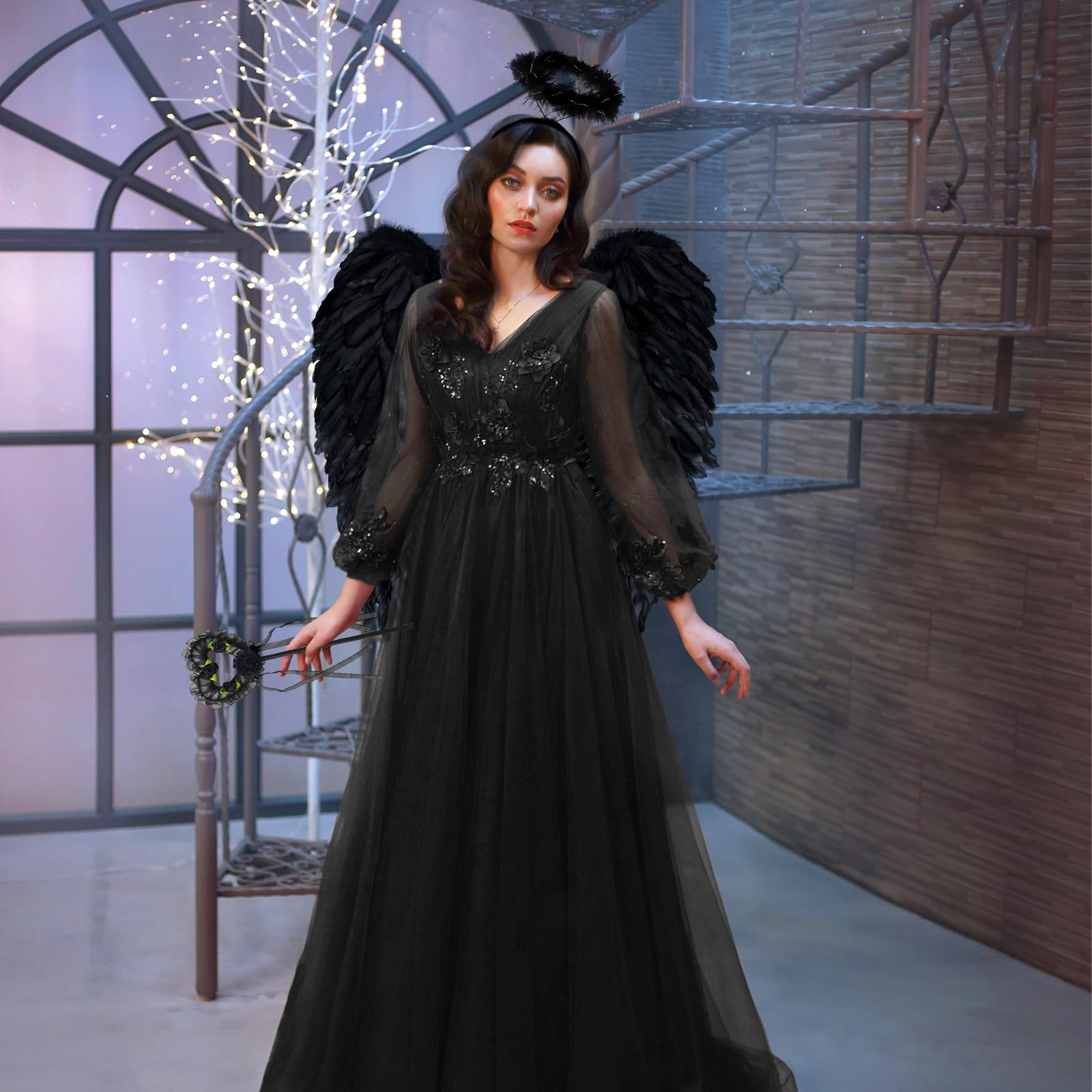 トリートユアセルフ angel wings long dress black 新品未使用treat ürself angel wings long dress 【公式通販】