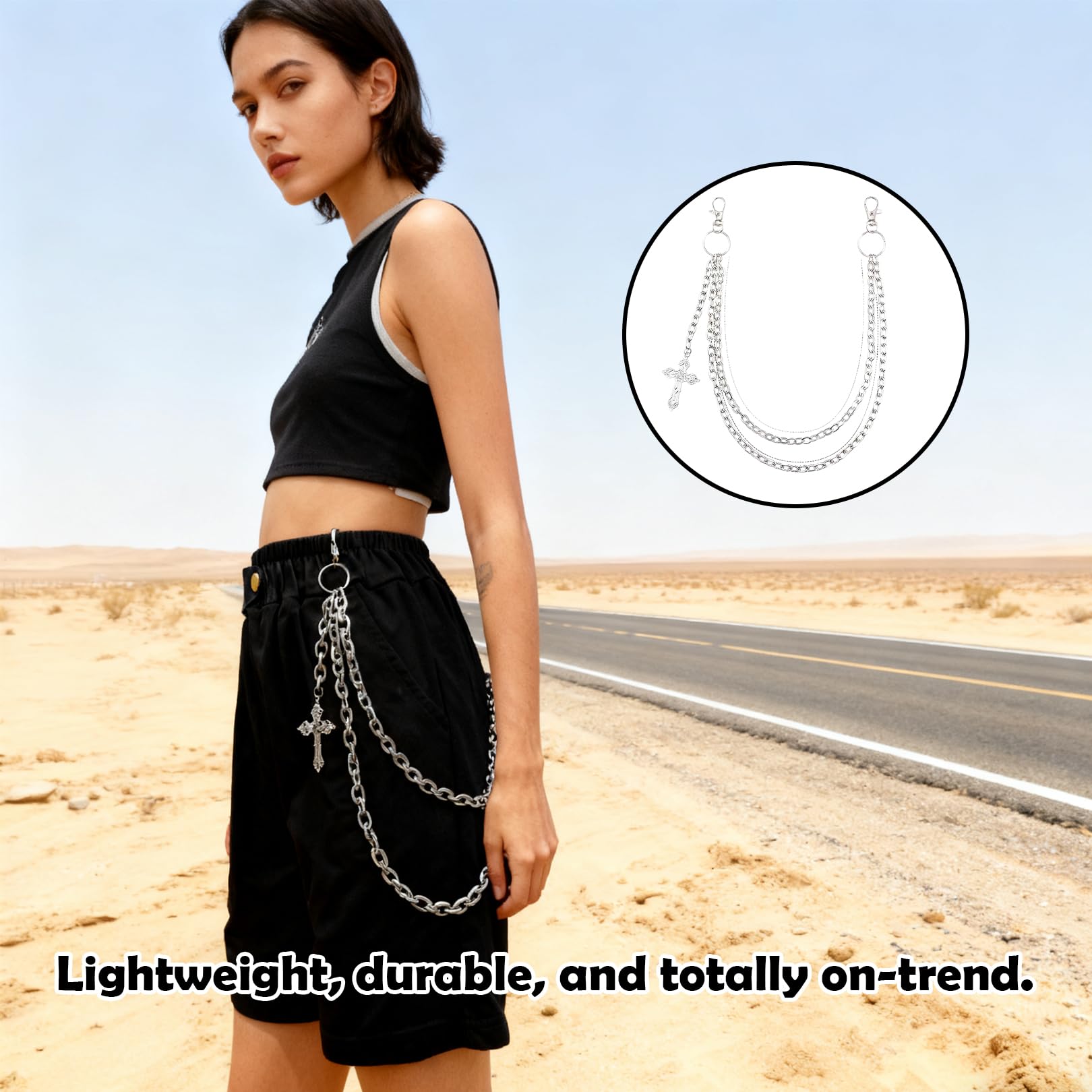 Punk Lagen Hosenkette,Gothic Hose Herren,Wallet Chain,Hosen Ketten Männer,Hosenketten,Hosenkette Nieten,Punk Schmuck,Modische Hip-Hop-Ketten-Tasche Für Männer Und Frauen Für Partys Tanzveranstaltungen