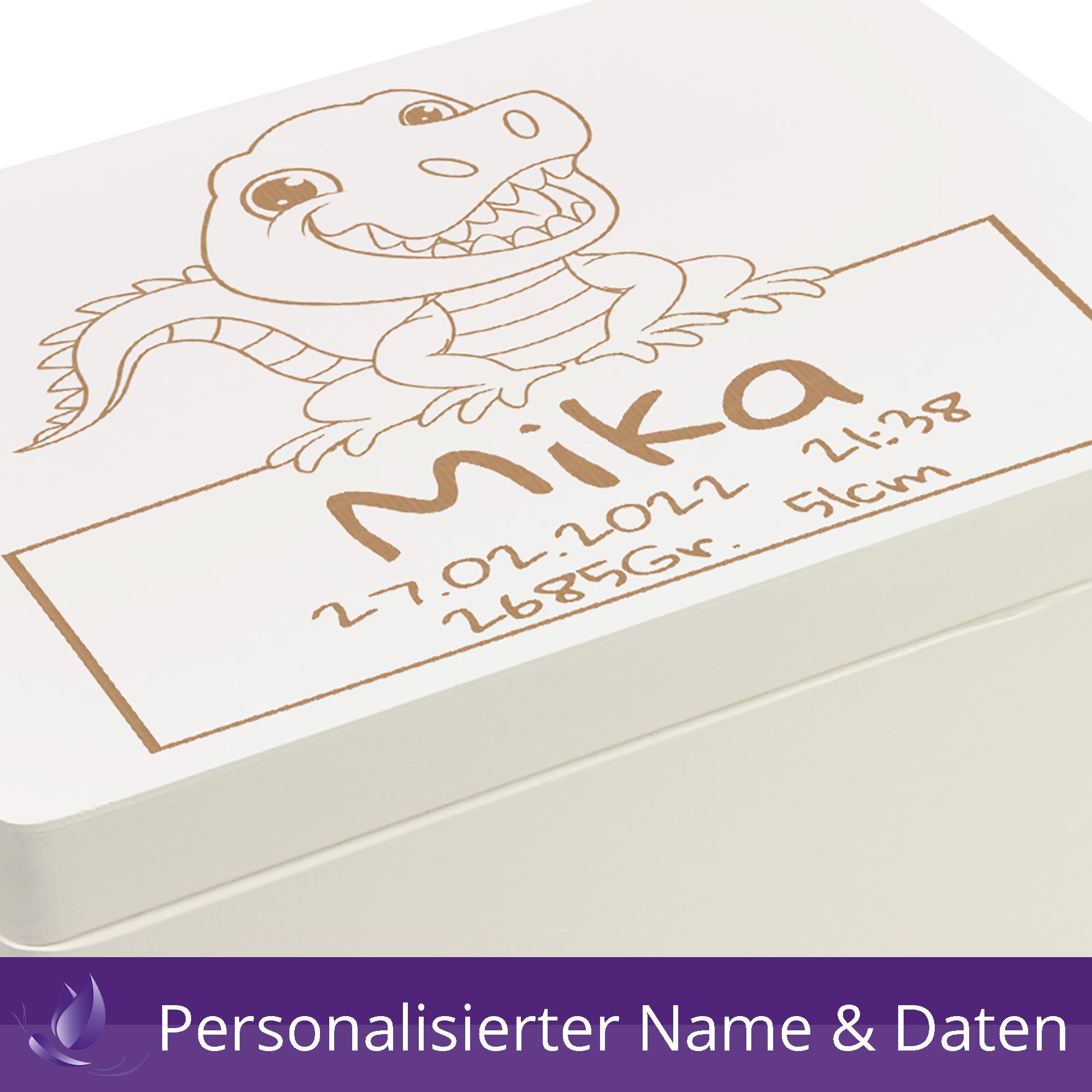 Scatola dei ricordi personalizzata per neonati e bambini con incisione Alligator – Scatola in legno per bei ricordi – Scatola in legno 40 x 30 x 23 cm