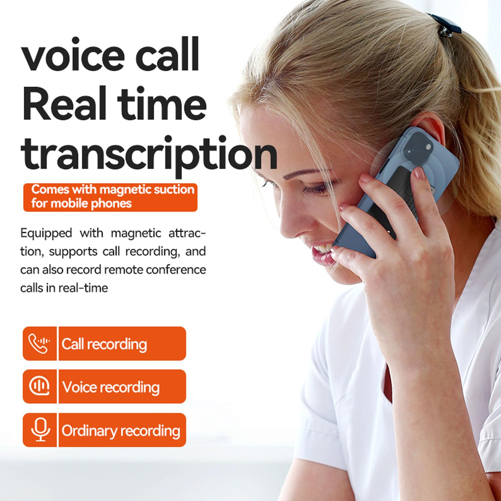 Tonysa AI Smart Voice Recorder, z 112 Językiem Tłumaczenie w Czasie Rzeczywistym, kontrolą Aplikacji, Anulowanie Szumu, Magnetyczna Mini Rejestrator, na Wykłady, Spotkania, Połączenia (128G)