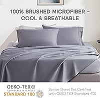 Vista 2 de Sonive Juego de sábanas de 4 piezas para cama Queen, sábanas y fundas de almohada con sábana bajera, sábana bajera de microfibra cepillada suave