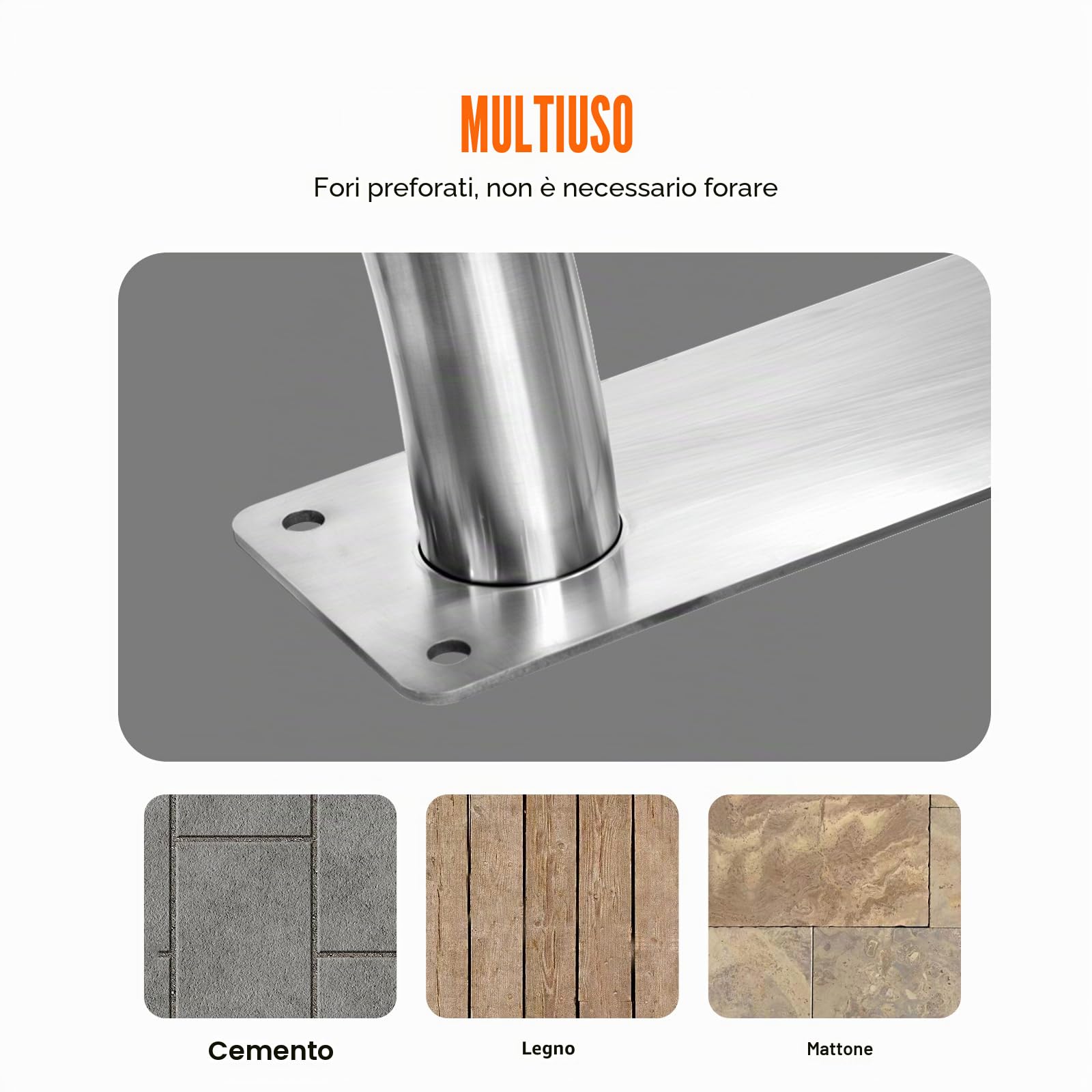 VEVOR Corrimano per Piscina, Confezione 2, Ringhiera per Piscina 762 x 762 mm Acciaio Inossidabile con Piastra di Base per Piscine Interne Esterne, Ringhiera di Sicurezza per Piscina, Bianco Argento