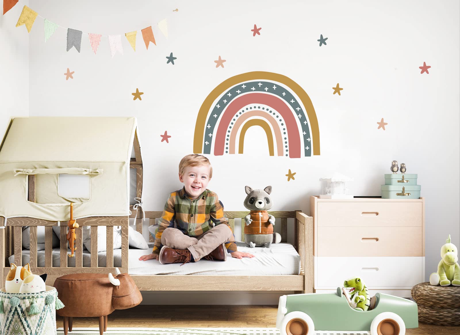 Little Deco DL919-1 - Adesivo da parete per cameretta dei bambini, motivo: arcobaleno con stelle, multicolore