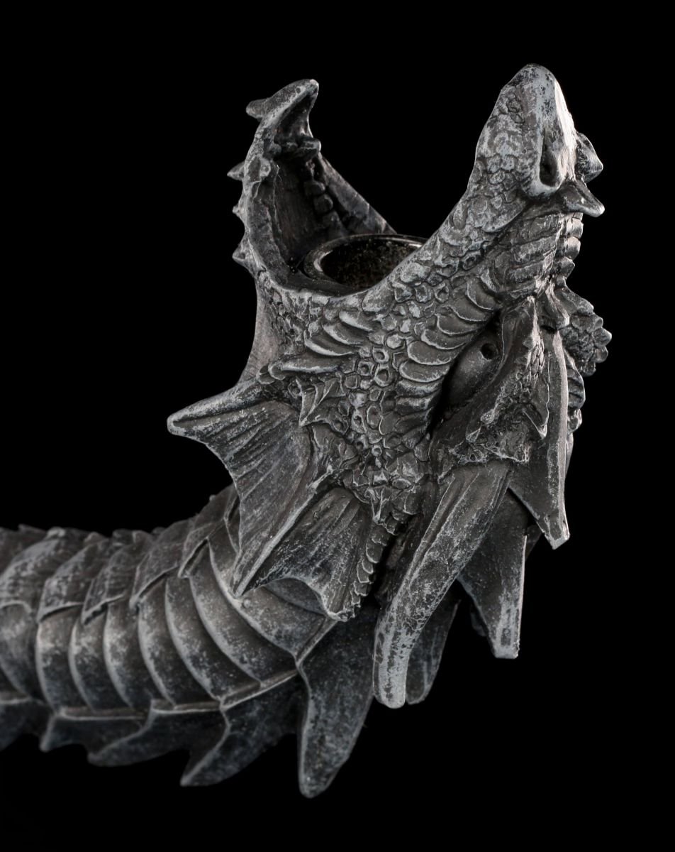 Portacandele Drago Della Foresta Figuren Shop GmbH - Statua Decorativa Fantasy In Pietra Artificiale, Altezza 22,5 Cm