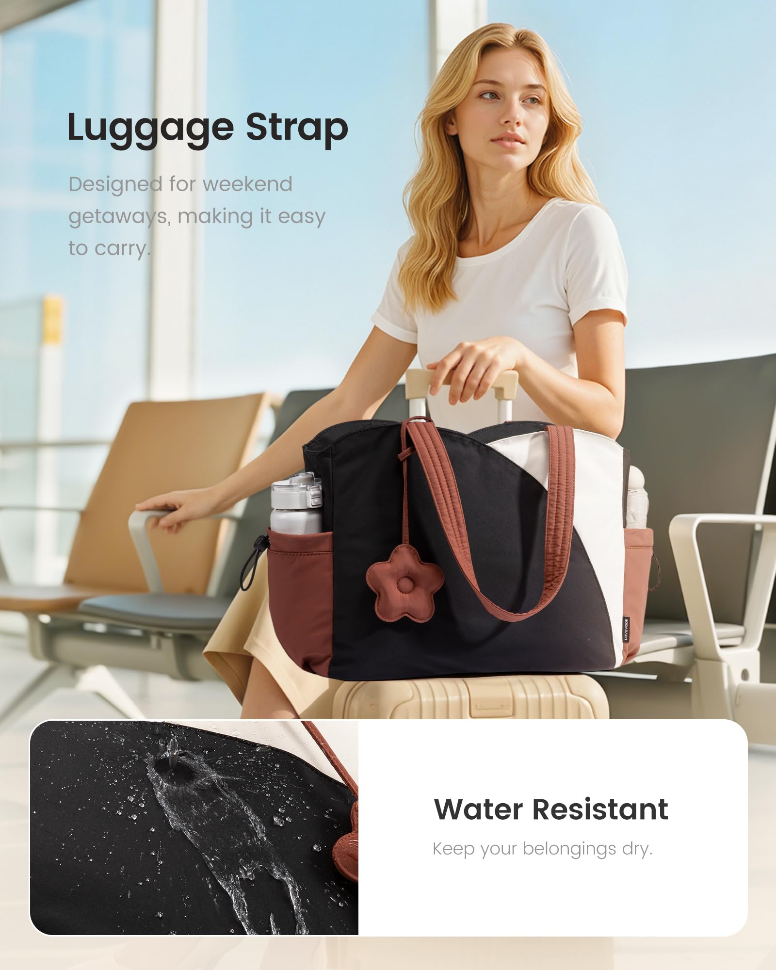 Bolsa de mano para mujer, bolsas de trabajo acolchadas con cremallera para viajes diarios a la universidad, bolsas de mano para profesores y enfermeras con funda para laptop 6