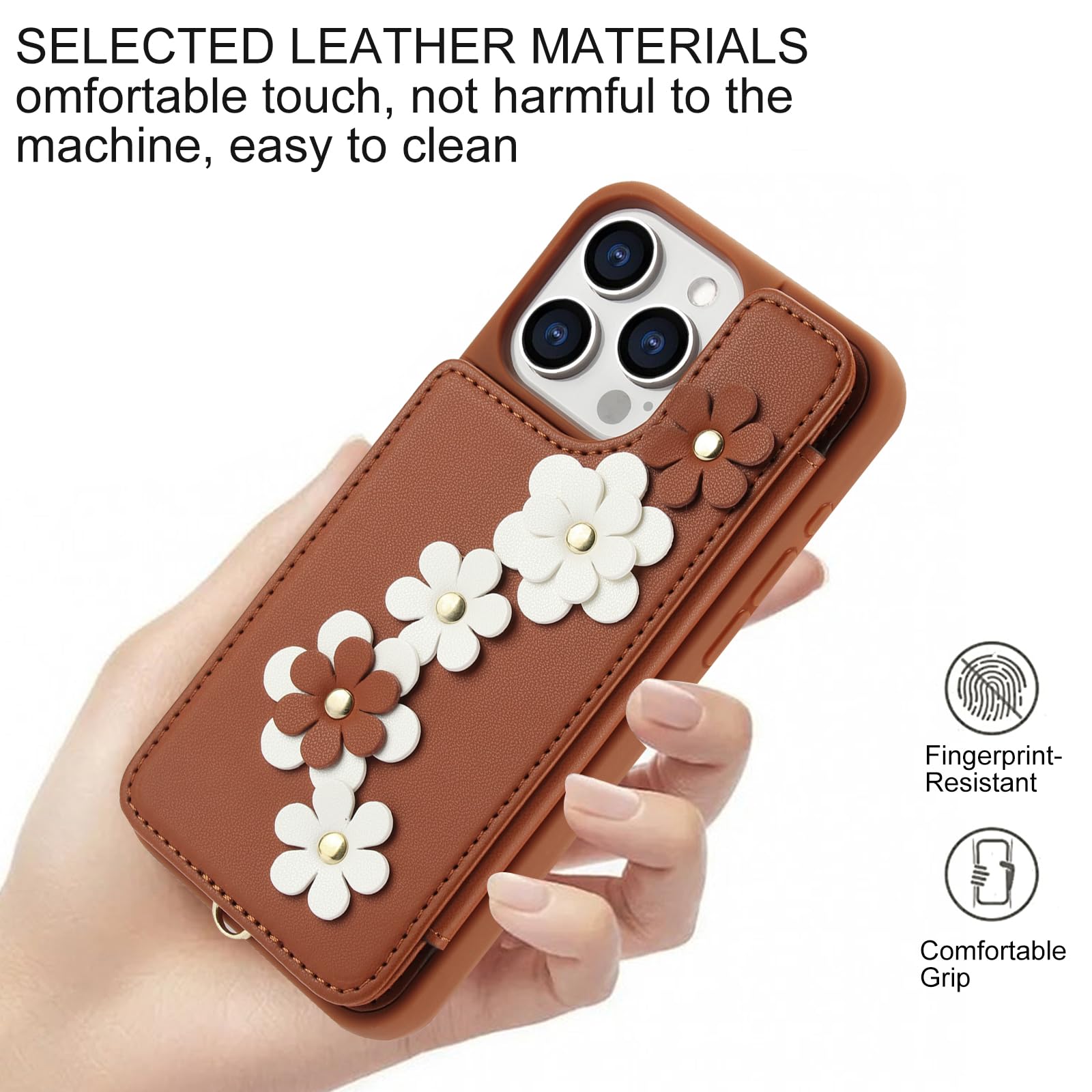 Asuwish Funda para teléfono IP 16 pro max SY001HD US funda marrón