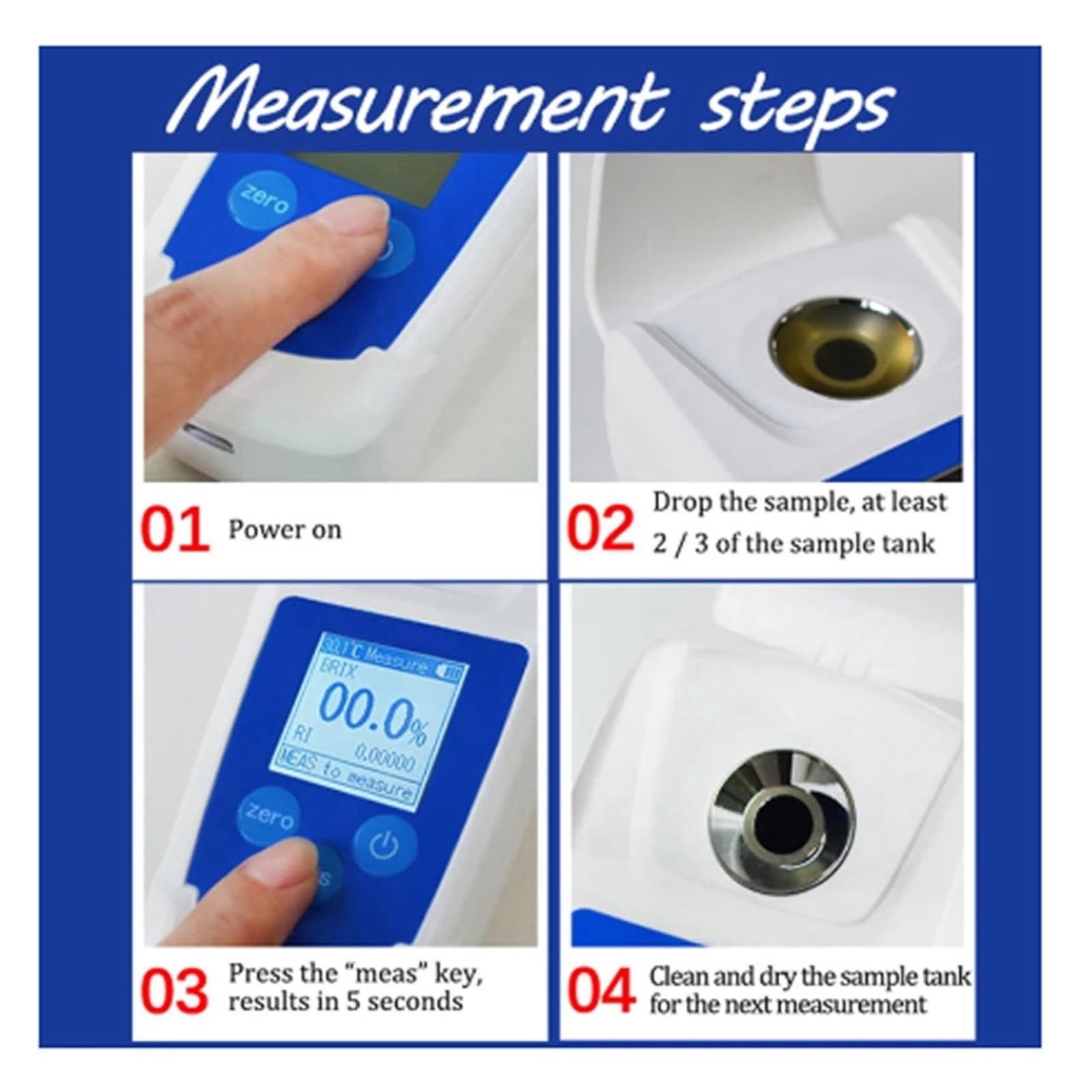 Refractómetro, Refractómetro, Digital De Alta Precisión, Compensación Automática Temperatura del Medidor Azúcar para Frutas, Bebidas