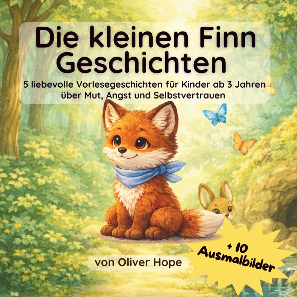 Die kleinen Finn Geschichten: 5 liebevolle Vorlesegeschichten für Kinder ab 3 Jahren über Mut, Angst und Selbstvertrauen (+ 10 Ausmalbilder)