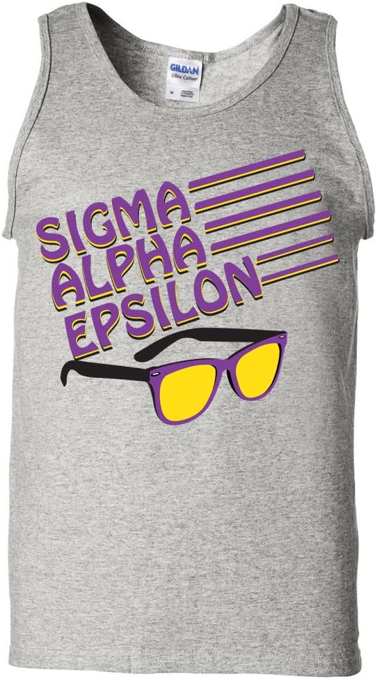 Sigma Alpha Epsilon Tanktop- Summer Sunglasses Design (Large, Gray)