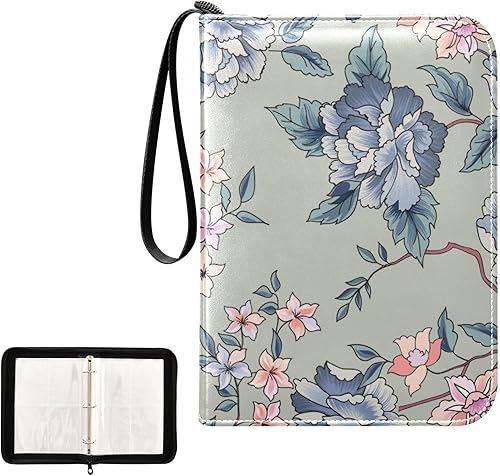 Miniatura 2 de Flowers Trading Card Binder 4-Pocket Card Holder with 50 Removable Sleeves 3-Ring Card Albums Binder Holds Up to 400 Cards Card Organizer Folders