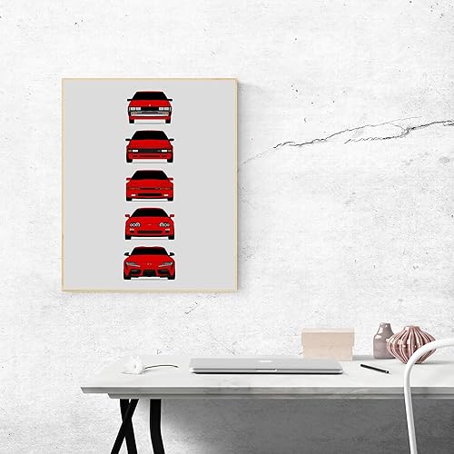 Vista 52 de Handmade Poster compatible with Toyota Supra Generations and Print of Toyota Supra - White, 8x10" Satin Print (Unframed) - Gift for Car Enthusiast