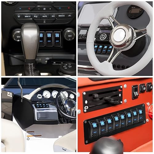 Miniatura 7 de MIIGII Panel de interruptor basculante de 2 bandas con interruptor de palanca de encendido y apagado de 5 pines, 12 V20 A, 10 A 24 V, soporte de