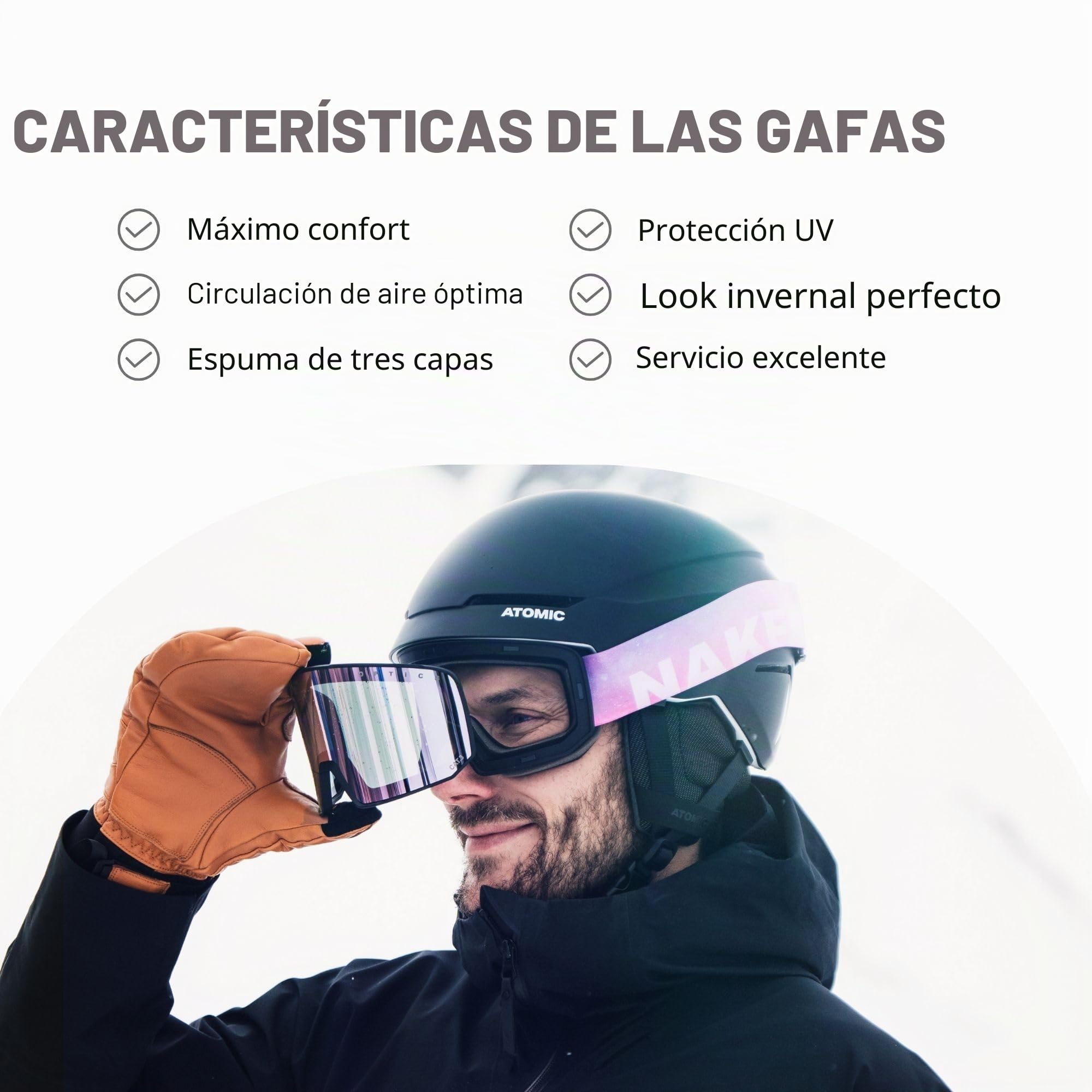 NAKED Optics The NOVA Gafas de Esquí para Hombres, Gafas de Esquí para Mujeres, Gafas de Snowboard (NOVA Steep, + lente para mal tiempo incluido)