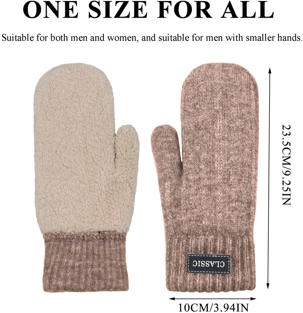 Beurlike Winter Mittens Gloves for Women Warm Fleece Lining Knit Thick Gloves for Cold Weather - Image 2