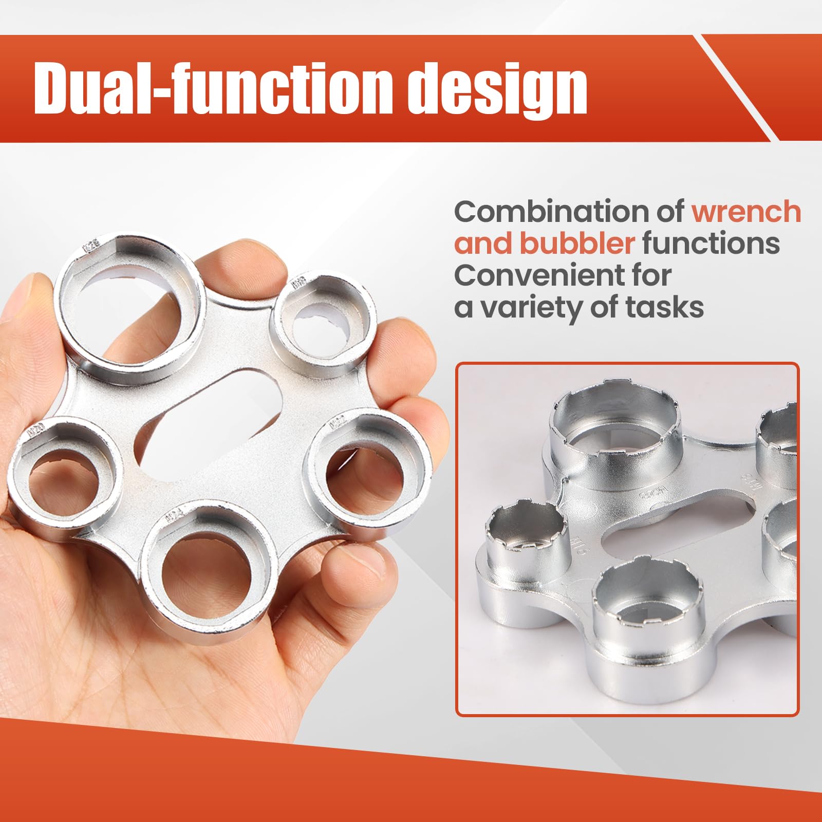 10-in-1 Faucet Aerator Removal Tool – Metal Key Wrench With Front & Reverse Threads For M28, M24, M22, M20, M18, M16 – For Bathroom And Kitchen Sinks