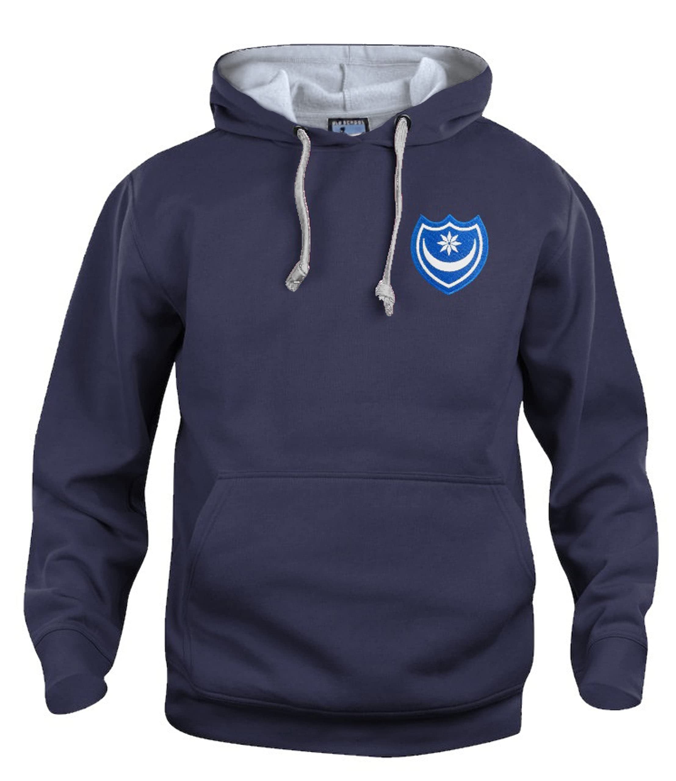 Old School Football Navy Portsmouth 1960S Retro Football Hoodie Embroidered Logo (L)