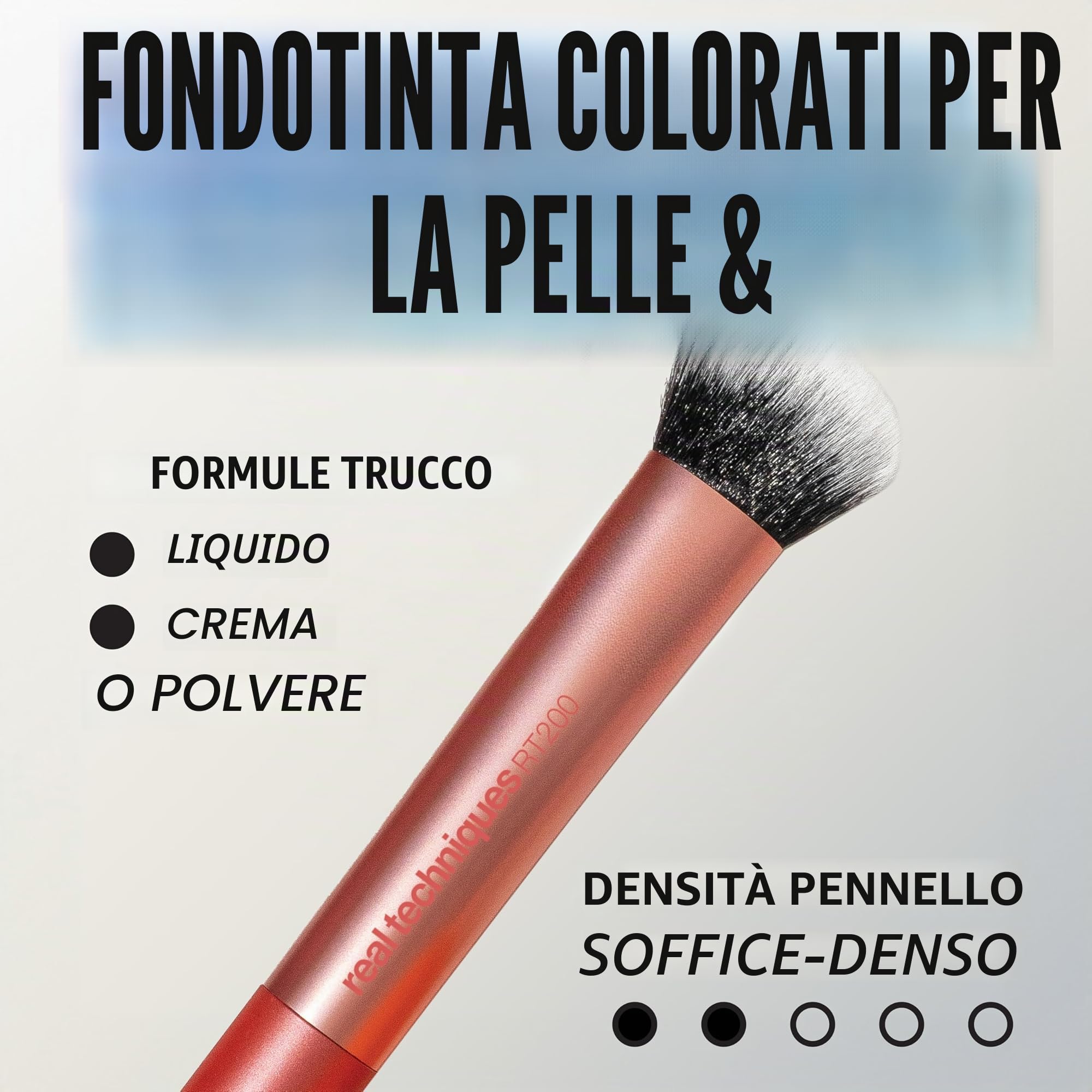 Real Techniques Pennello da trucco per viso Expert, per fondotinta liquido e in crema, fard e bronzer,1 confezione