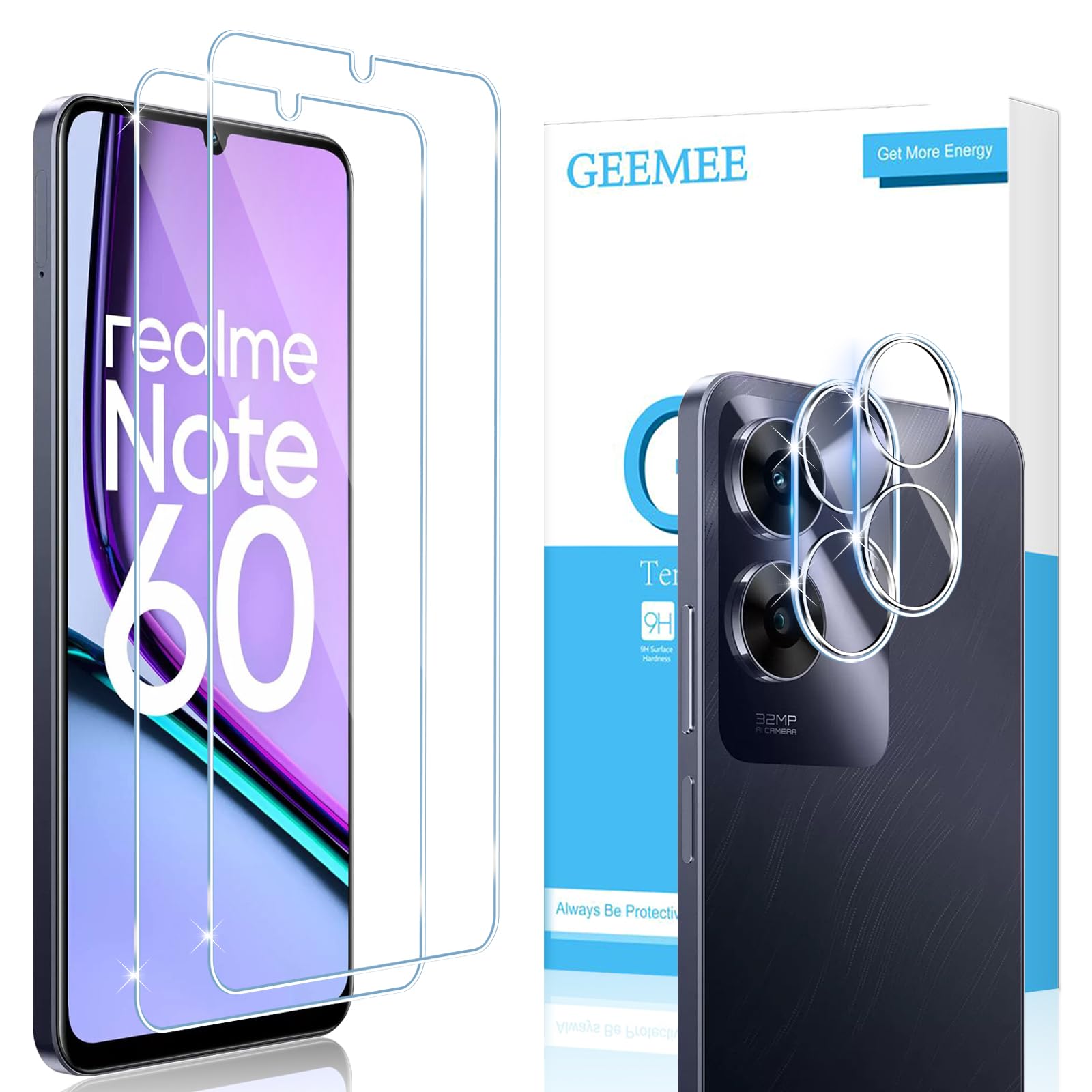 chejuza vetro temperato per Realme Note 60 [2 Pezzi],Installazione Rapida, Copertura Completa, Senza Bolle, Durezza 9H Vetro,Alta Definizione Protezione Pellicola Salvaschermo
