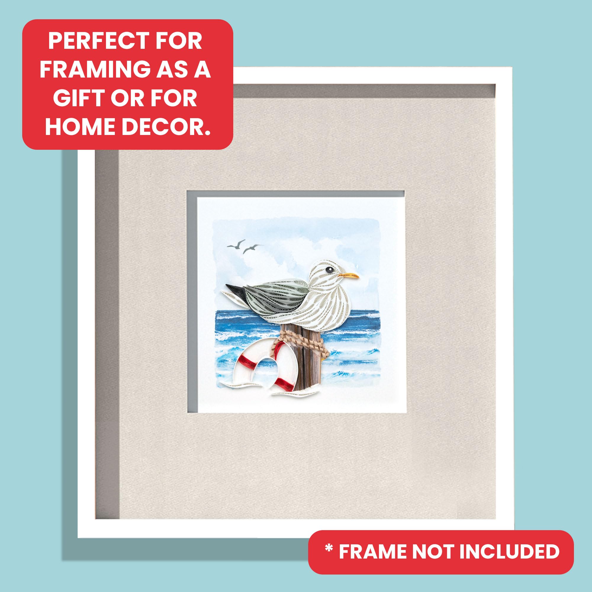 Quilling Seagull at The Seaside Squawk-Tastic Fun Hand-Finished Greeting Card Frameable Art - Image 2