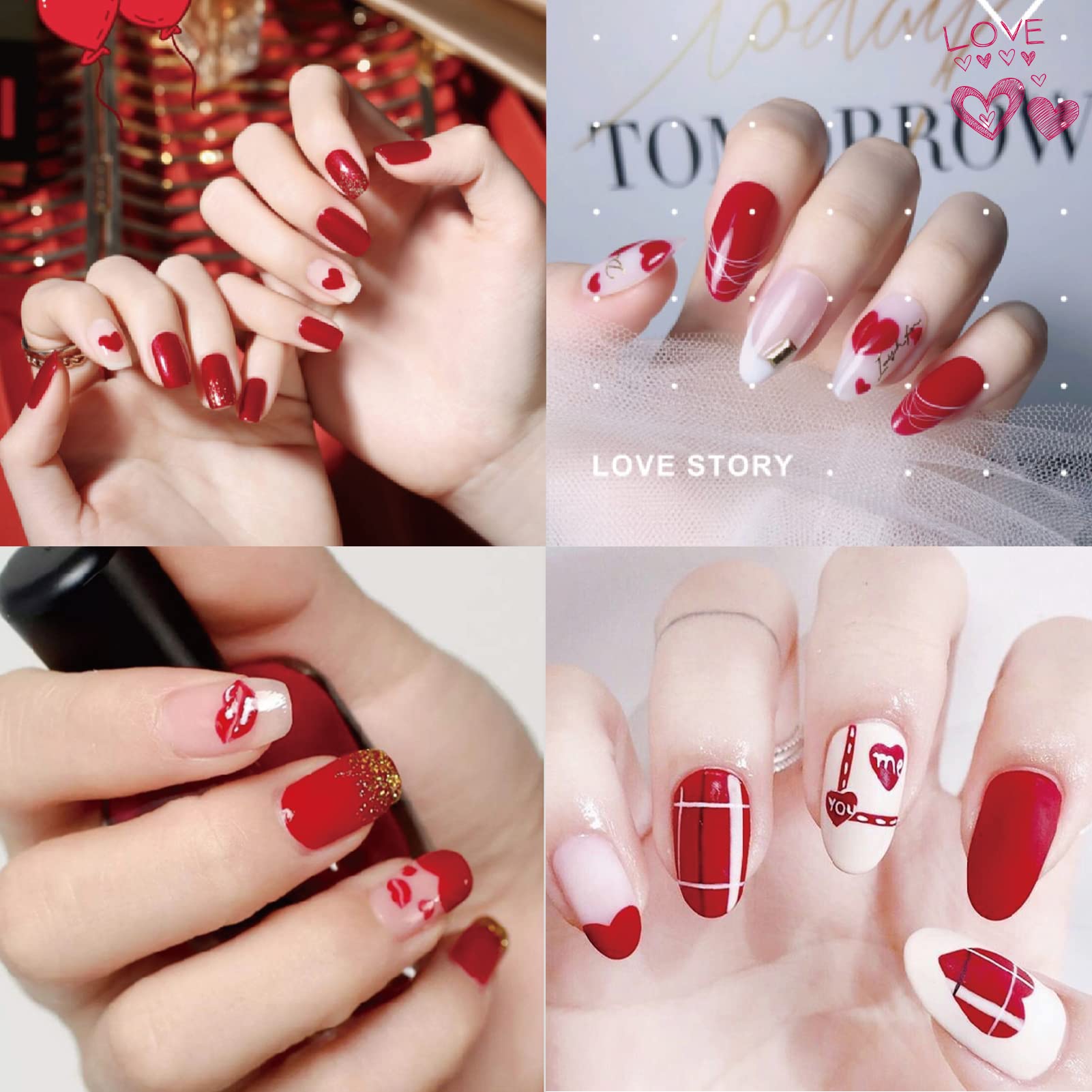 Amazon.com: 12 Sheets Valentine's Day Nail Wraps Full Stickers