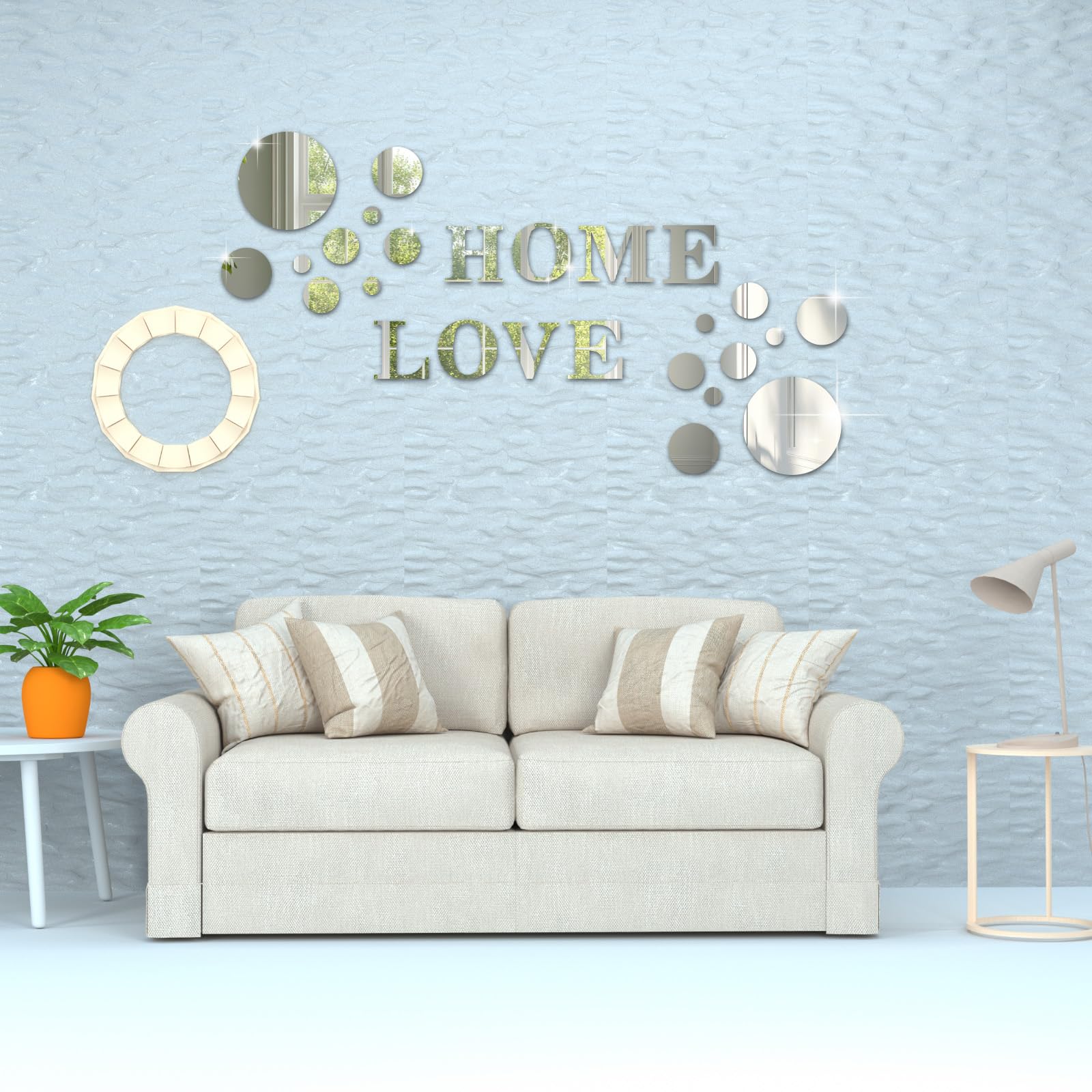 26 Pieces 3D Acrylic Mirror Wall Stickers Home Love Letters Round Mirrors Suitable for Living Room Bedroom Dining Room Background Walls Modern Style Wall Stickers Home Decoration - Image 4