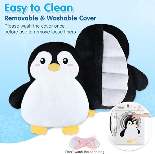 Vista 11 de Highland Cow Almohadillas térmicas para microondas para vientre, cuello y hombros, felpa calentable con calor húmedo, funda de felpa extraíble