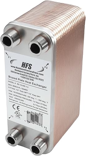 Miniatura 6 de HFS (R) 40 placas de acero inoxidable 304 Homebrew Beer Wort Chiller intercambiador de calor, 7.5 "x 2.9", 12" macho NPT x 12" macho NPT, sistema de