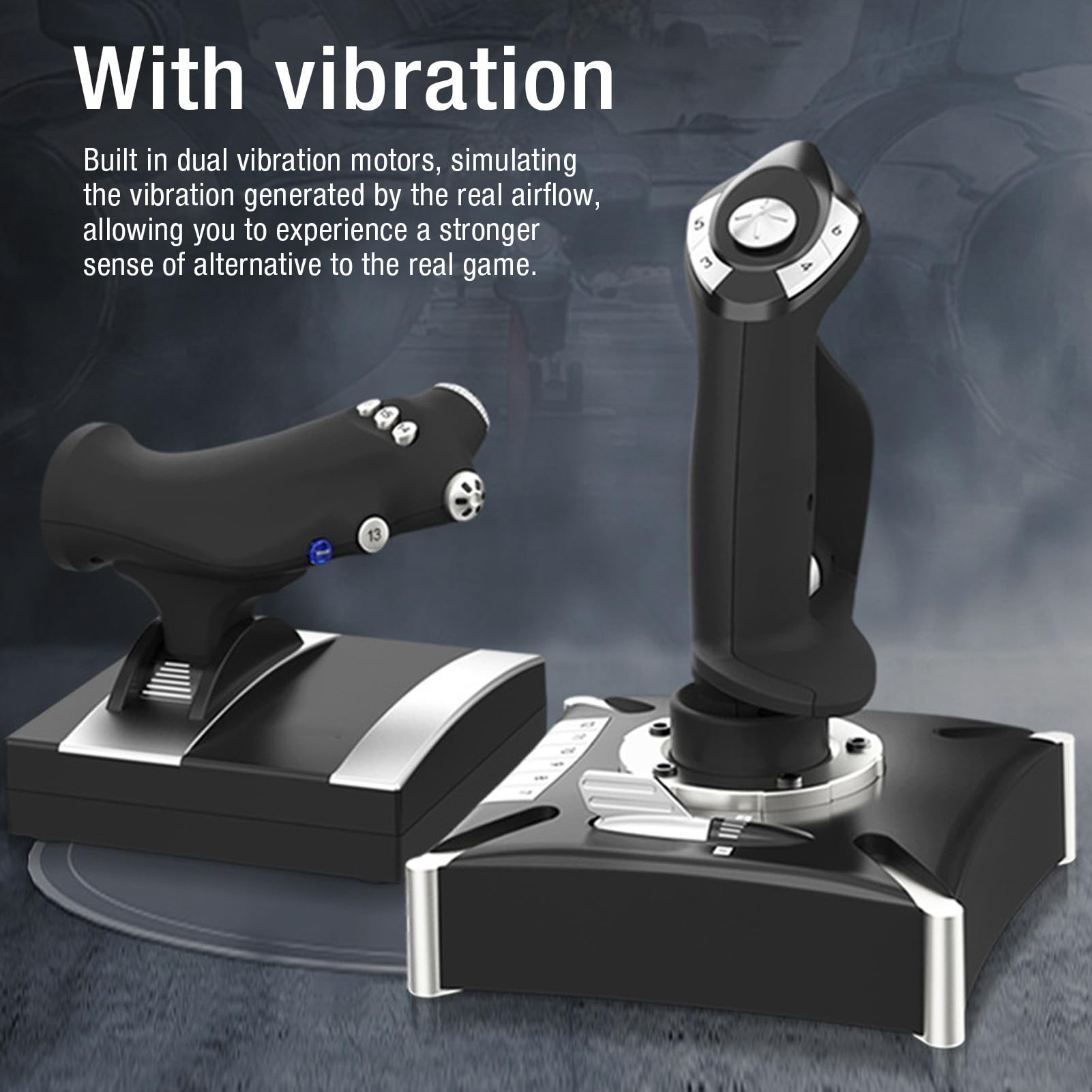 Baxnore Controlli simulatore di volo con vibrazione simulata acceleratore Timone 3 modalità Flight Stick Flight Simulator Controller Joystick per PC da gioco 7 8 10 11 Joystick ABS