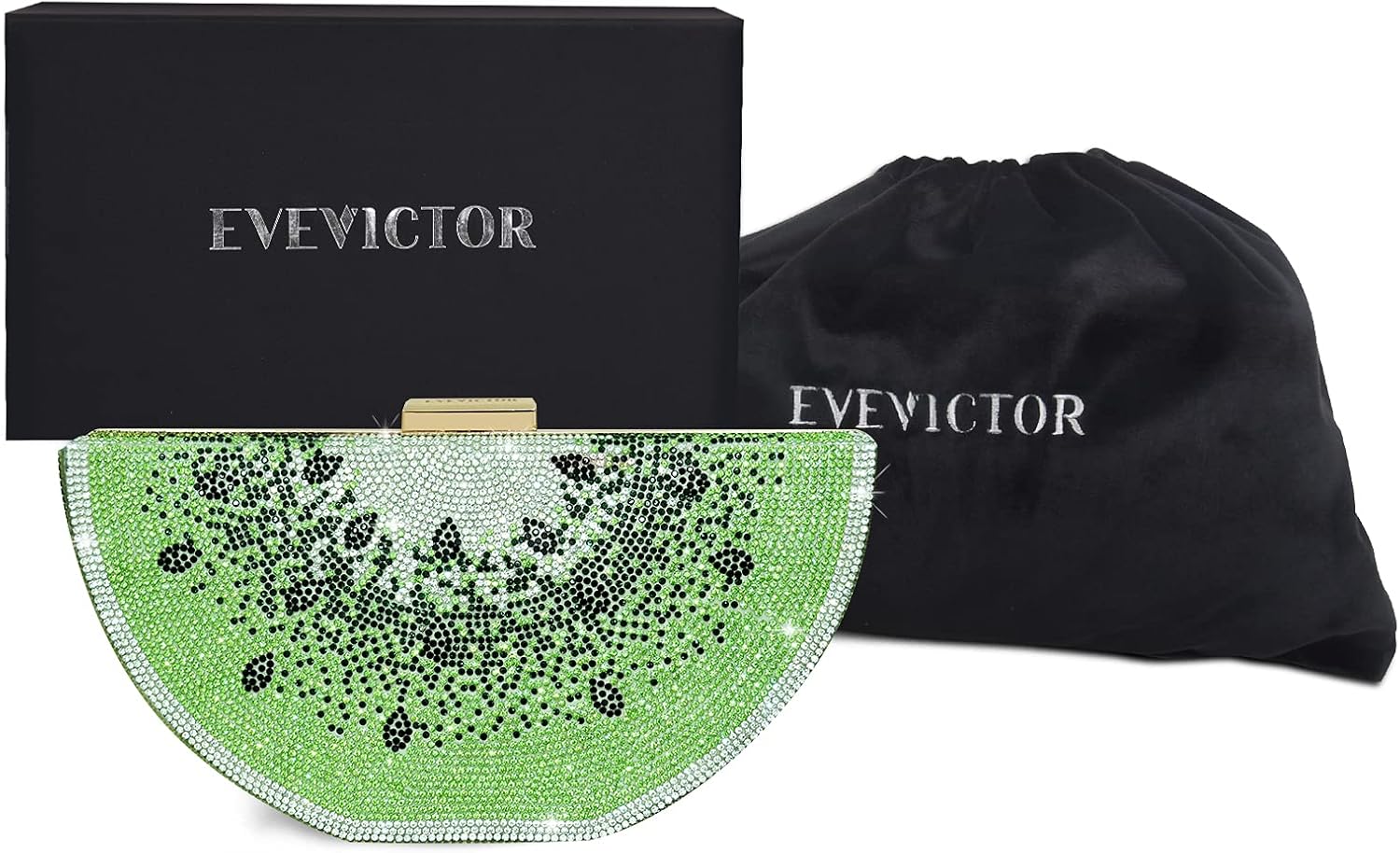 Clutch Purse for Women, Crystal Evening Bag, Watermelon Shape Handbag, Rhinestone Money Hand Bag - Image 6