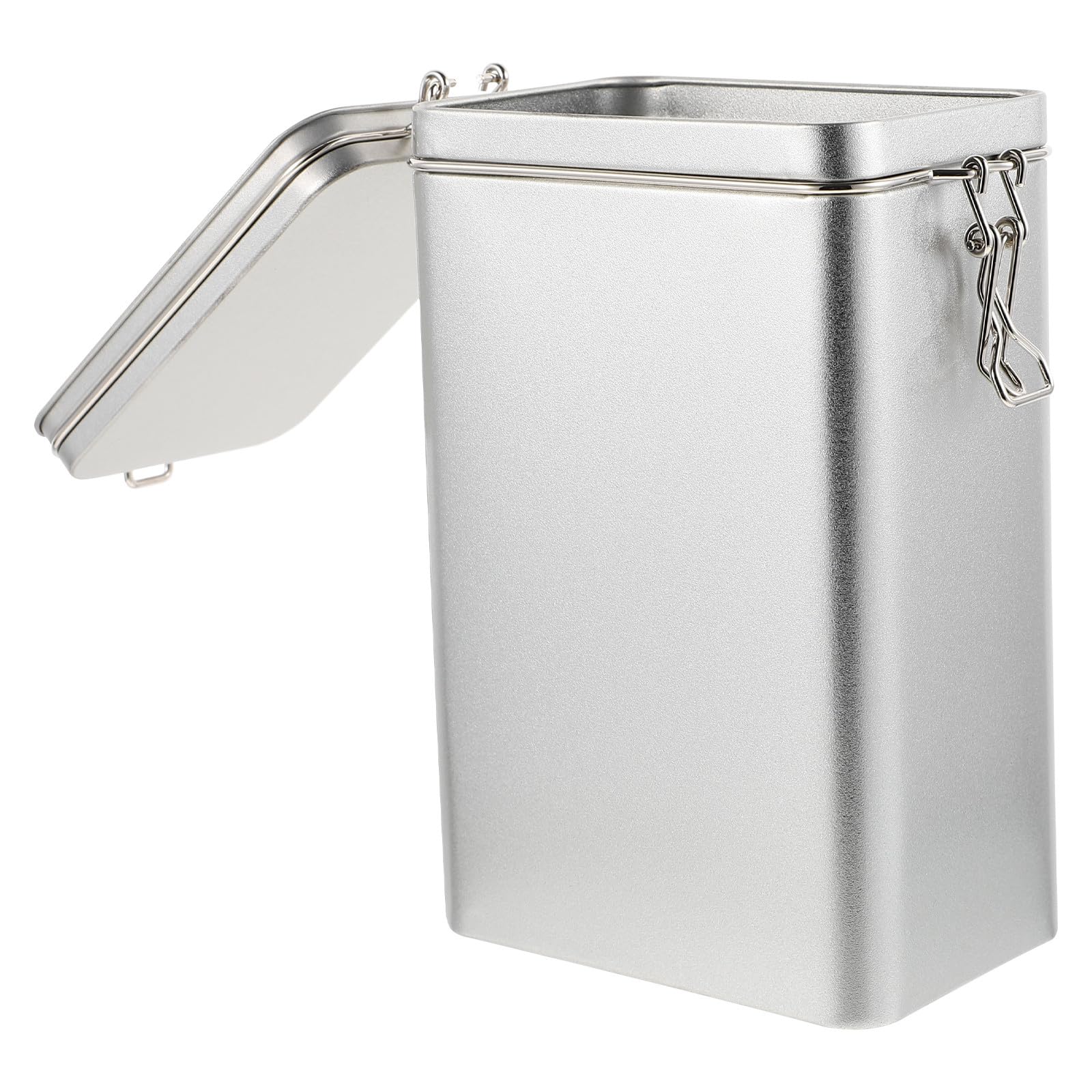 Tarro de almacenamiento cuadrado HANABASS de hojalata plata con tapa hermética para cocina 1