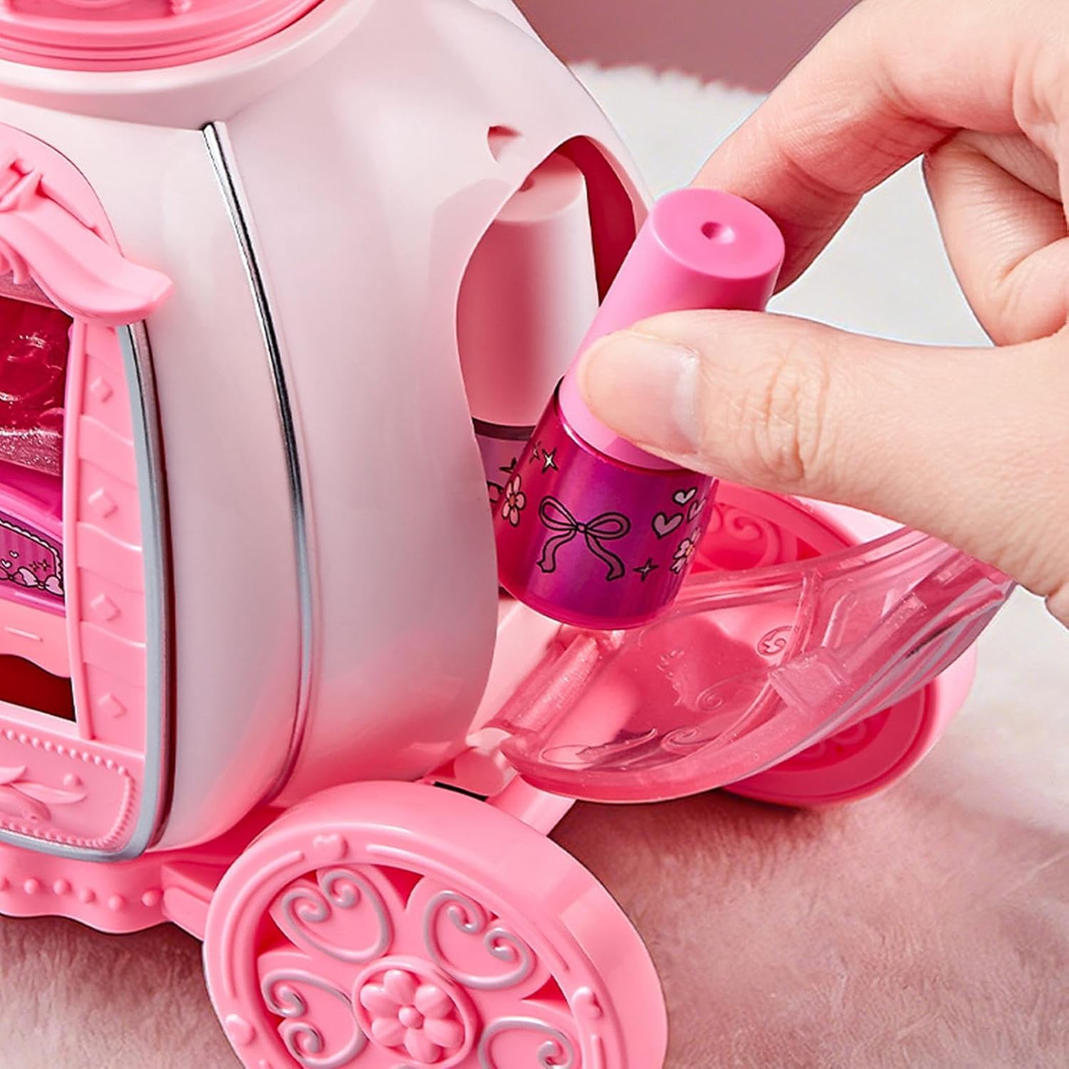 Play Nail Kit - Kids Cosmetics Makeup Set, Girls Beauty Toy Device with Shine, Glam Organizer Pack with Balance, Kit Modern Appeal, Toy Accessory for Playroom, Classroom, Party