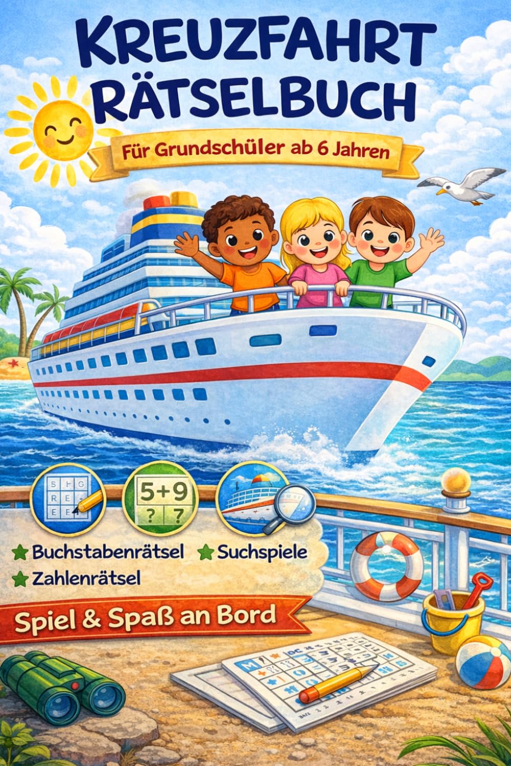 Kreuzfahrt-Rätsel-Buch für Grundschüler: Lustige Spiele und Rätsel mit Papier und Stift – Beschäftigung für Kinder auf Kreuzfahrt: für Regentage auf ... (Unterwegs-Rätsel-Bücher für Grundschüler)