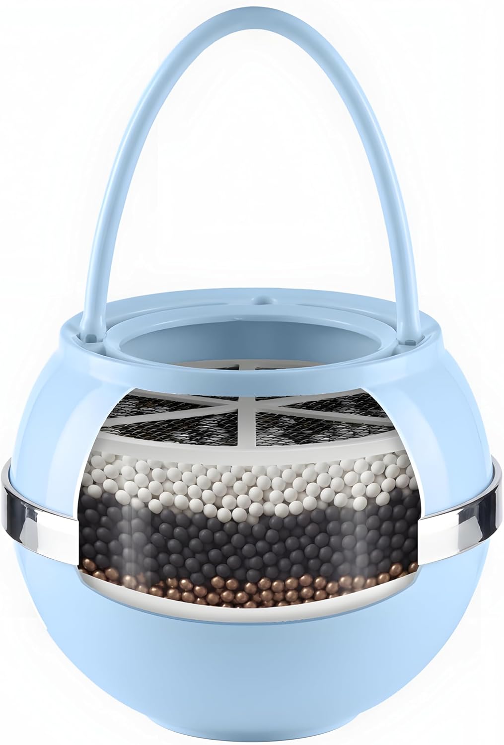 Crystal Quest Premium Bath Ball Water Filter for Bathtub - 3-Stage Filtration, Removes Chlorine, Chloramine & Byproducts, 2,500 Gallons, BPA Free, pH Balanced Water, Fits Most Tubs, Blue