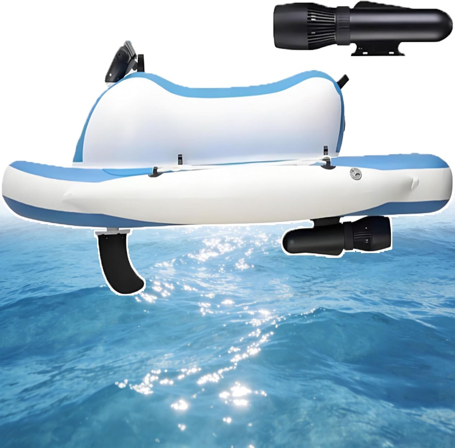Foldable Electric Inflatable Jet Ski/Kayak W/Diving Underwater Scooter - 3-in-1 Electric Surfboard/Jet Boat,10-Speed Control,3-9/11km/H,330lbs Load for Adult+Teens 500W