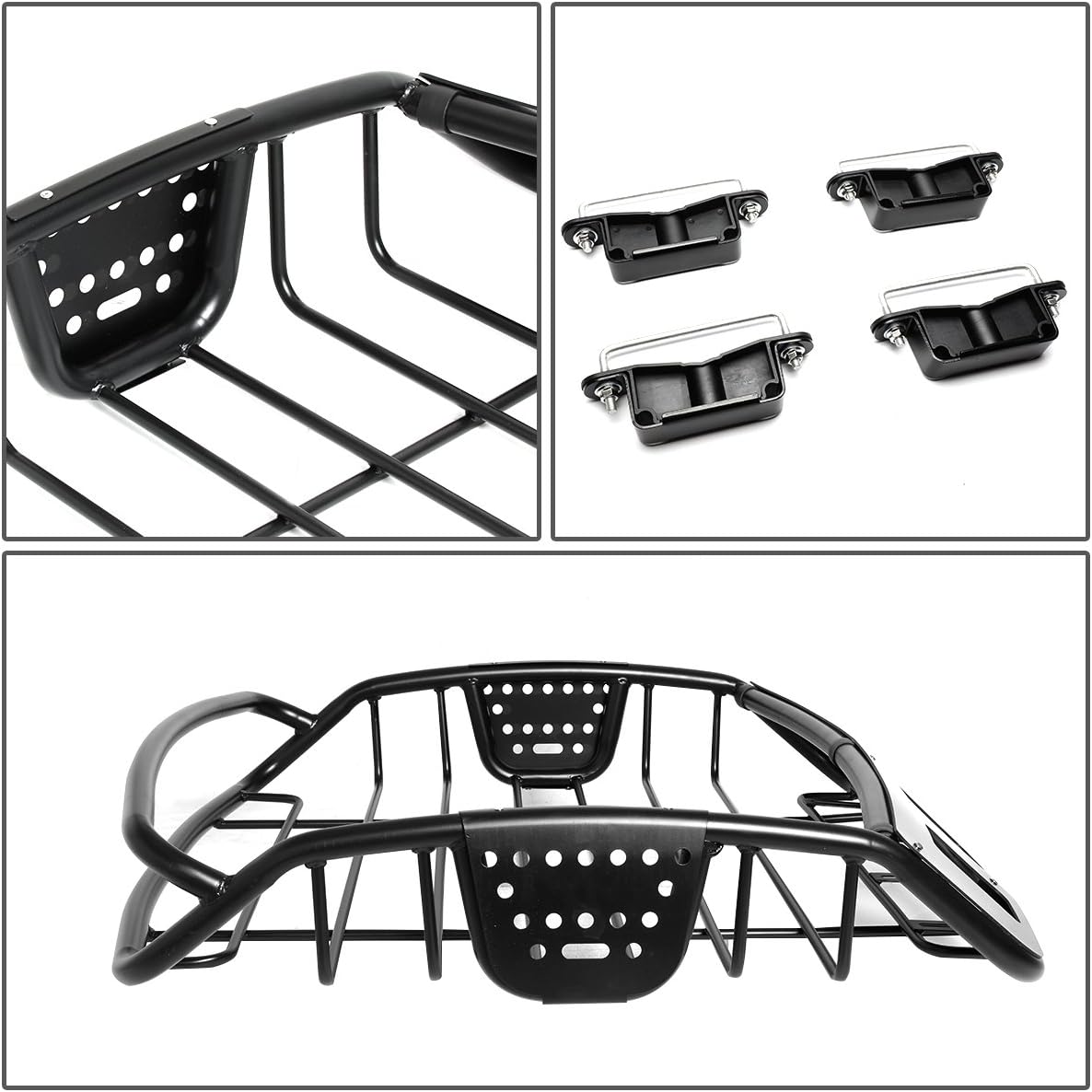 DNA MOTORING PT-ZTL-8059 Universal Adjustable Roof Cargo Basket Luggage Carrier,Black : Automotive