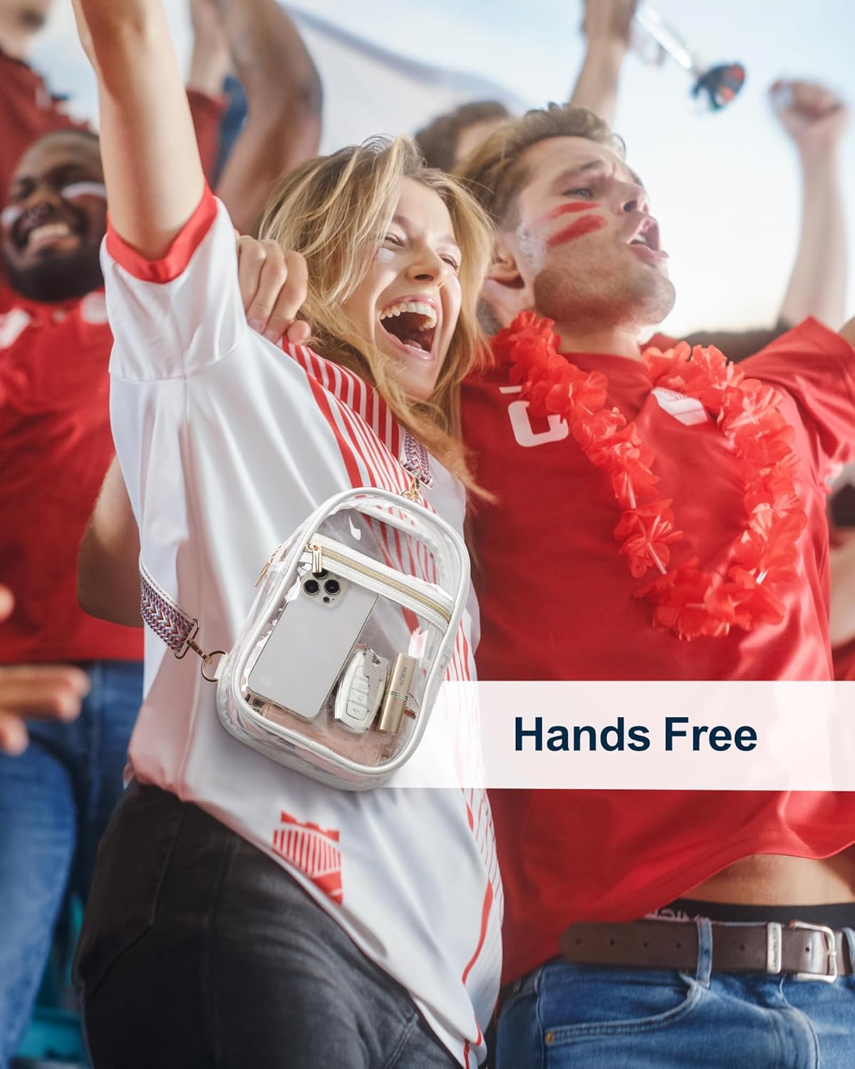 PACKISM Clear Sling Bag Stadium Approved - Clear Bag for Stadium Events & Holographic Bag for Music Festivals Jacquard Strap - Image 9