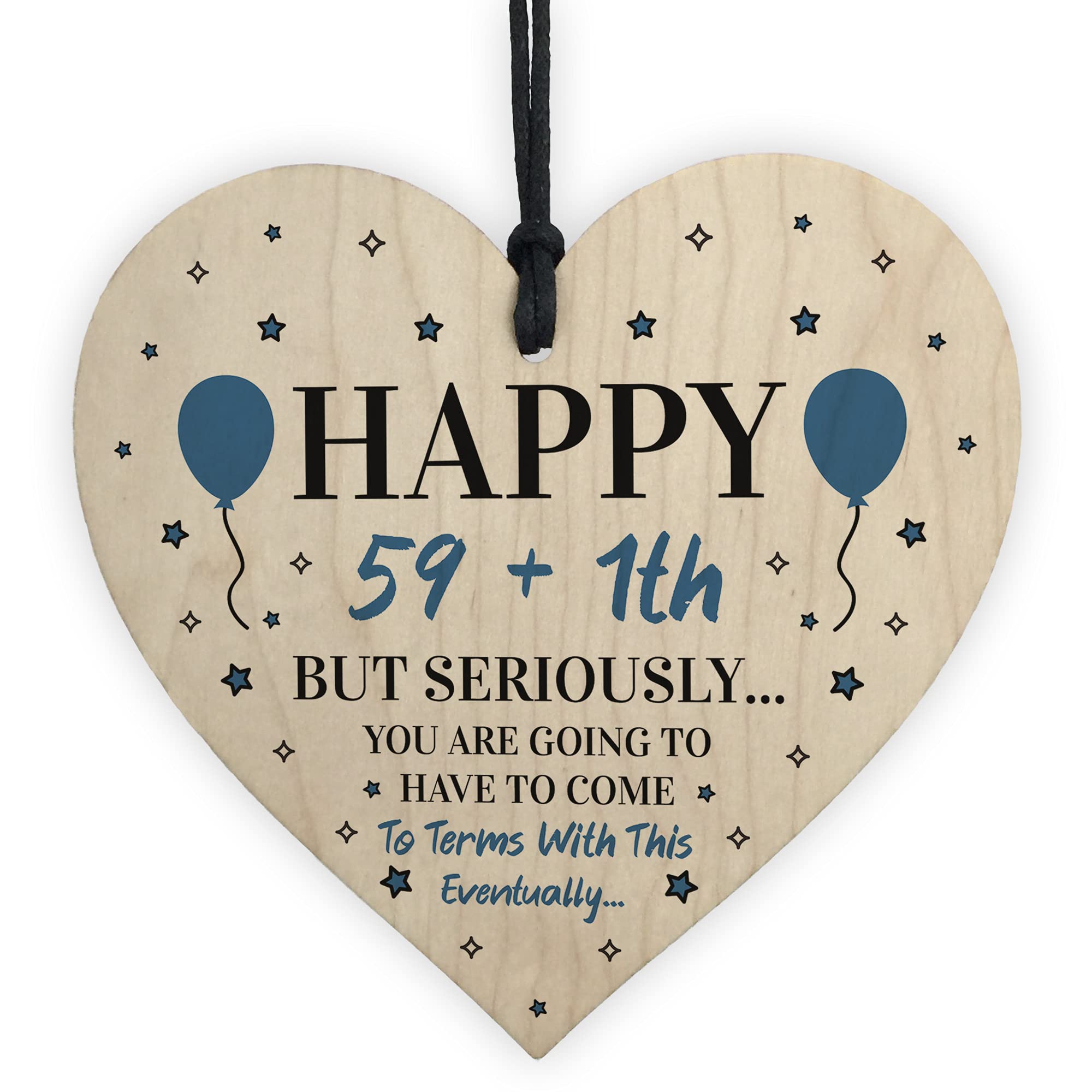 Red Ocean 60th Birthday Funny Gift For Mum Dad Grandad Uncle Novelty Wooden Heart Gift For Men Women