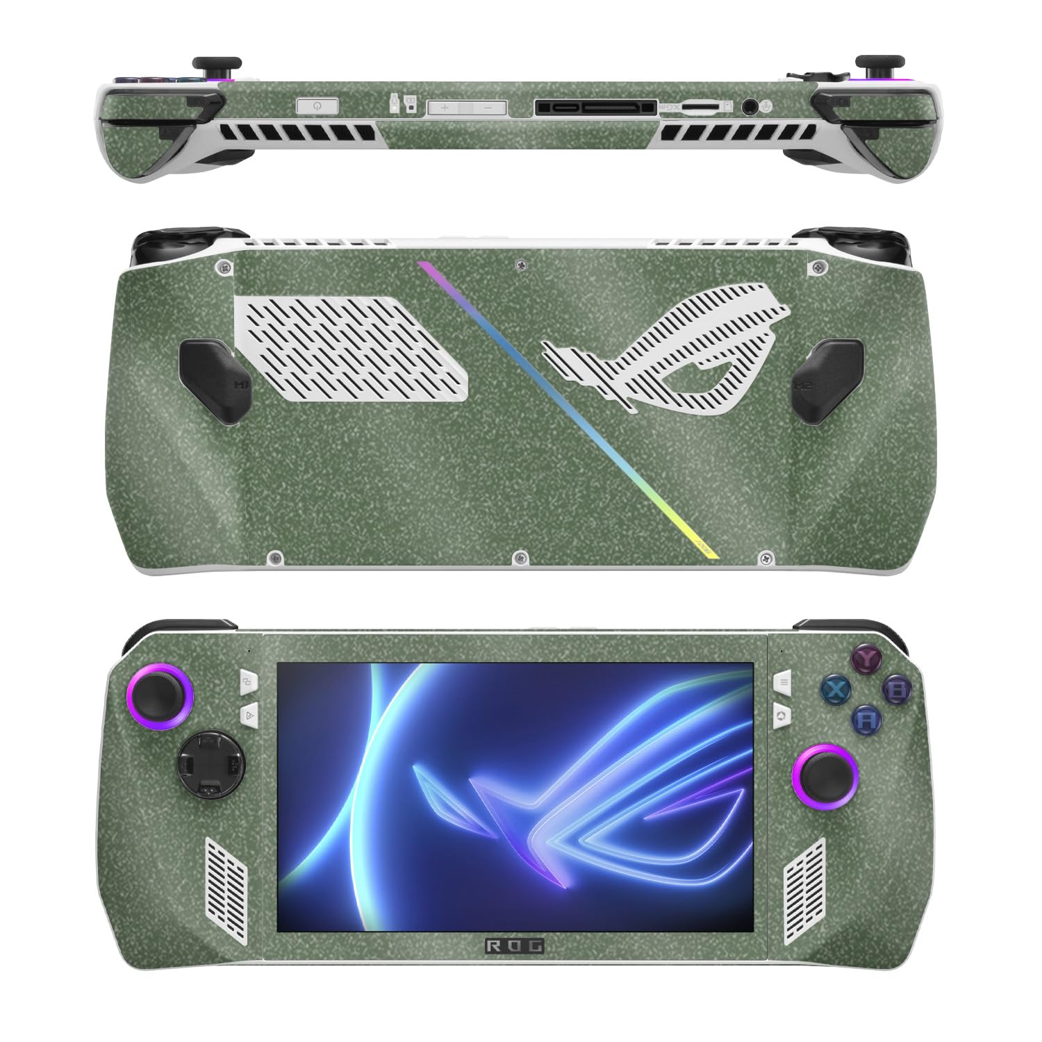 MightySkins Glossy Glitter Skin Compatible with Asus ROG Ally - Solid Olive | Protective, Durable High-Gloss Glitter Finish | Easy to Apply