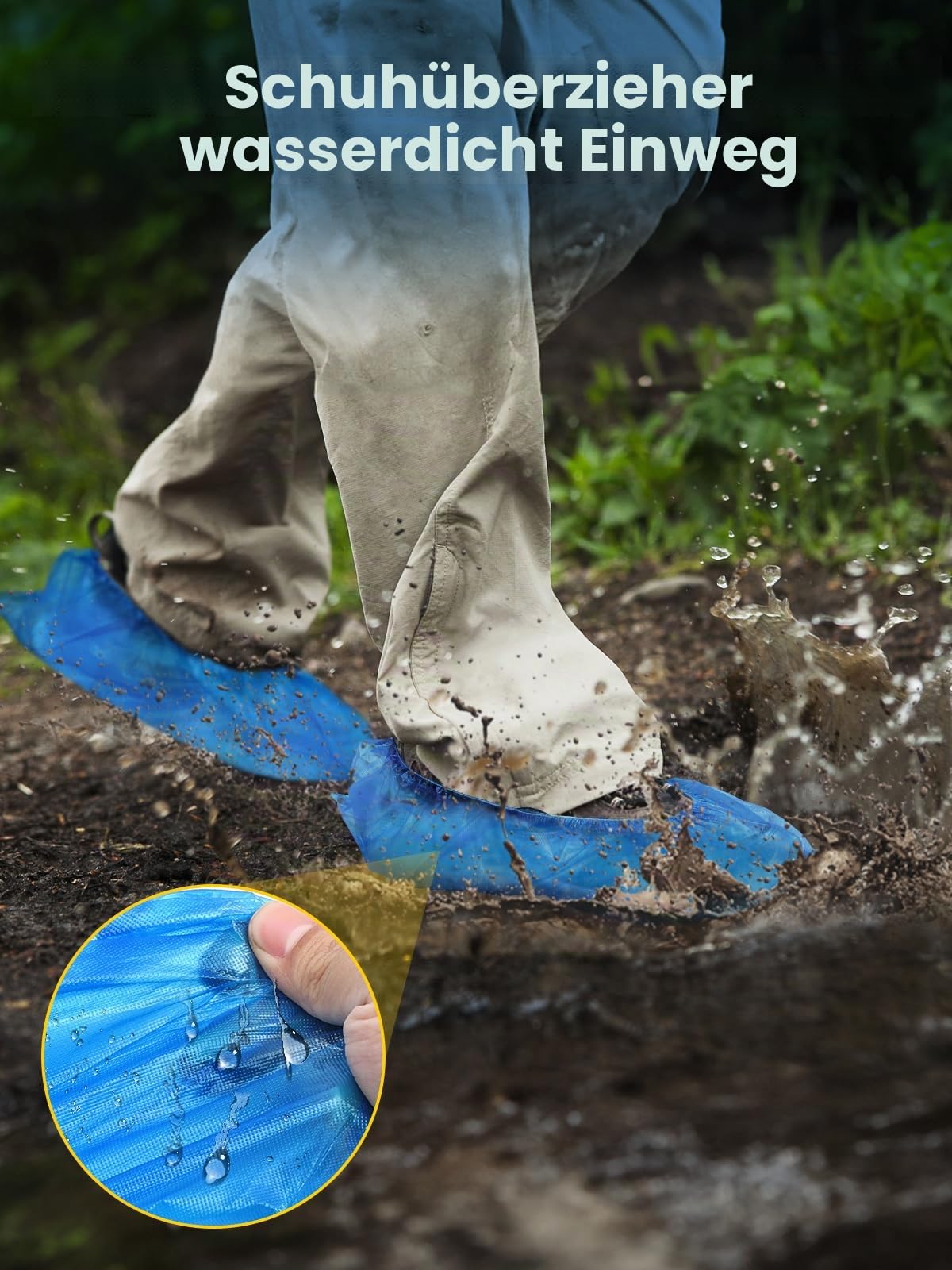 Schuhüberzieher Einweg Plastik Blau 300 Stück（150 Paar）：TOOSOFt Überzieher Schuhe Gross für Herren - Überschuhe Wasserdicht - CPE Überziehschuhe Rutschfest - Universalgröße Schuh Überzug Einmal