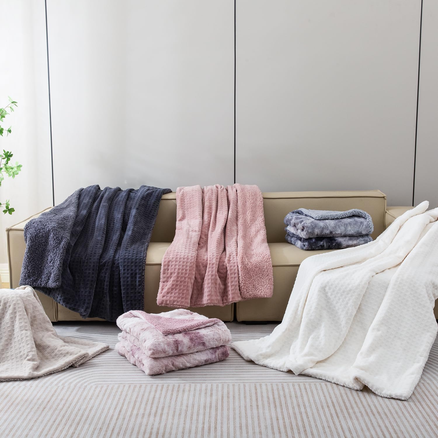 Dowin Electric Blanket Queen Size - Waffle Heated Blanket with Dual Control, 5 Heating Levels, 10 Hrs Auto Off, Sherpa Fleece Warming Blanket for Bed, Machine Washable, 84x90 Beige - Image 7