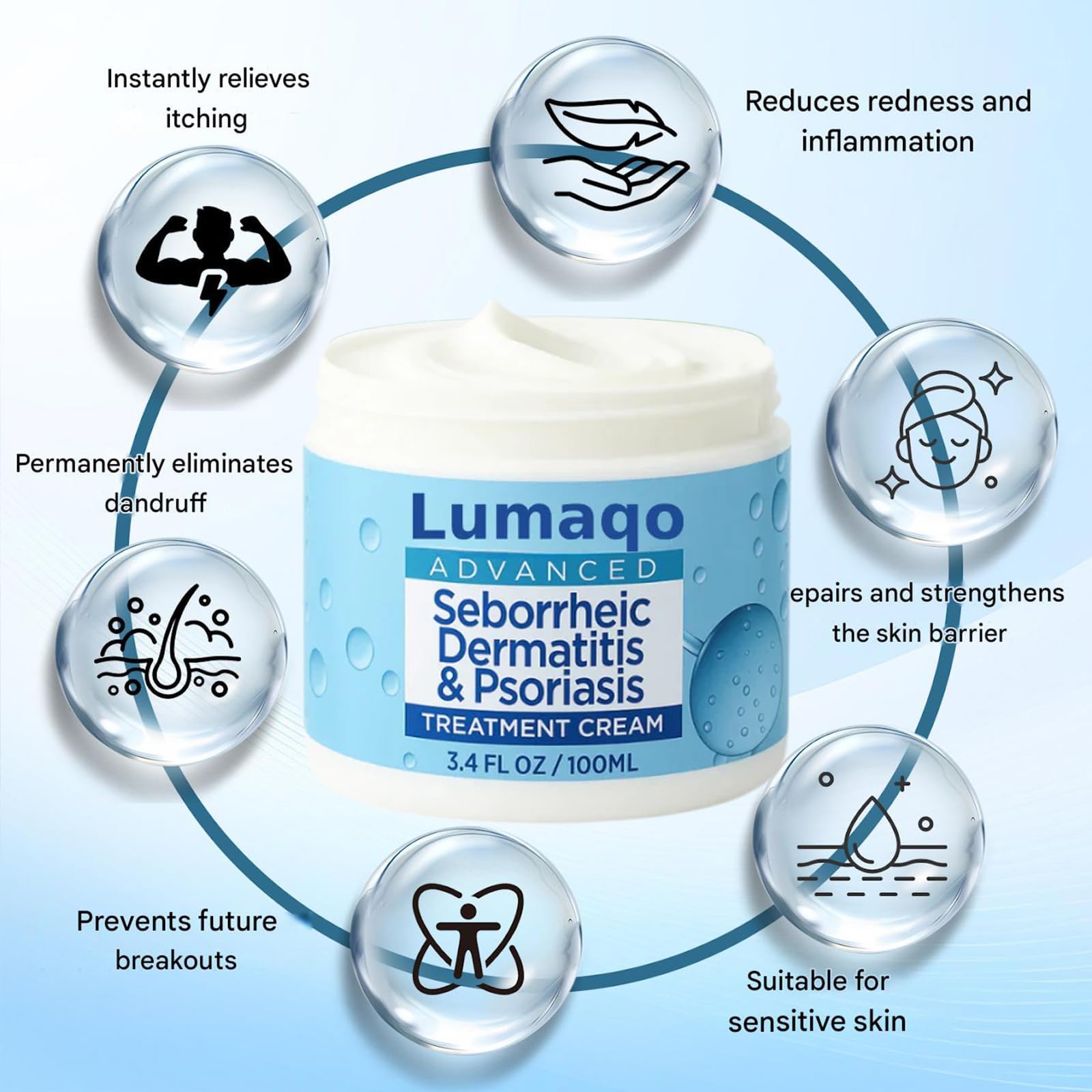 Lumaqo Crema Barba Dermatitis,Hidratación Natural,Fórmula Suave Para Pieles Sensibles Y Secas,Para Todo Tipo De Piel (2 Caja) — view 7