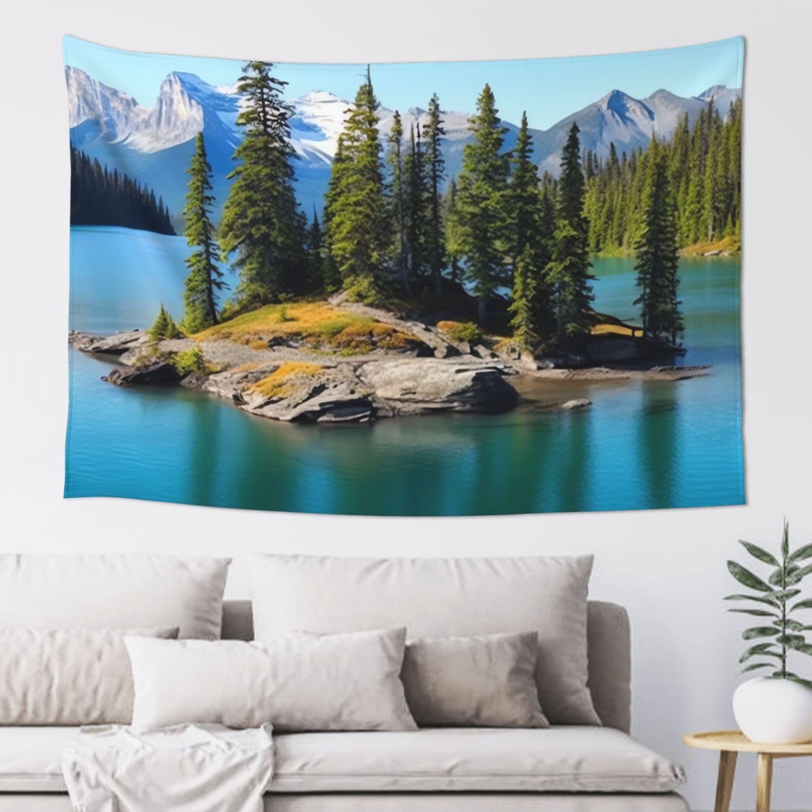 Fodpand Black Spirit Island In Lake Tapestry Dorm Decor, Wall Backdrop Aesthetic Tapestries Hanging Banner For Bedroom, Modern Wall Art Poster Blanket, Home Decor Wall Tapestry 60"X40"