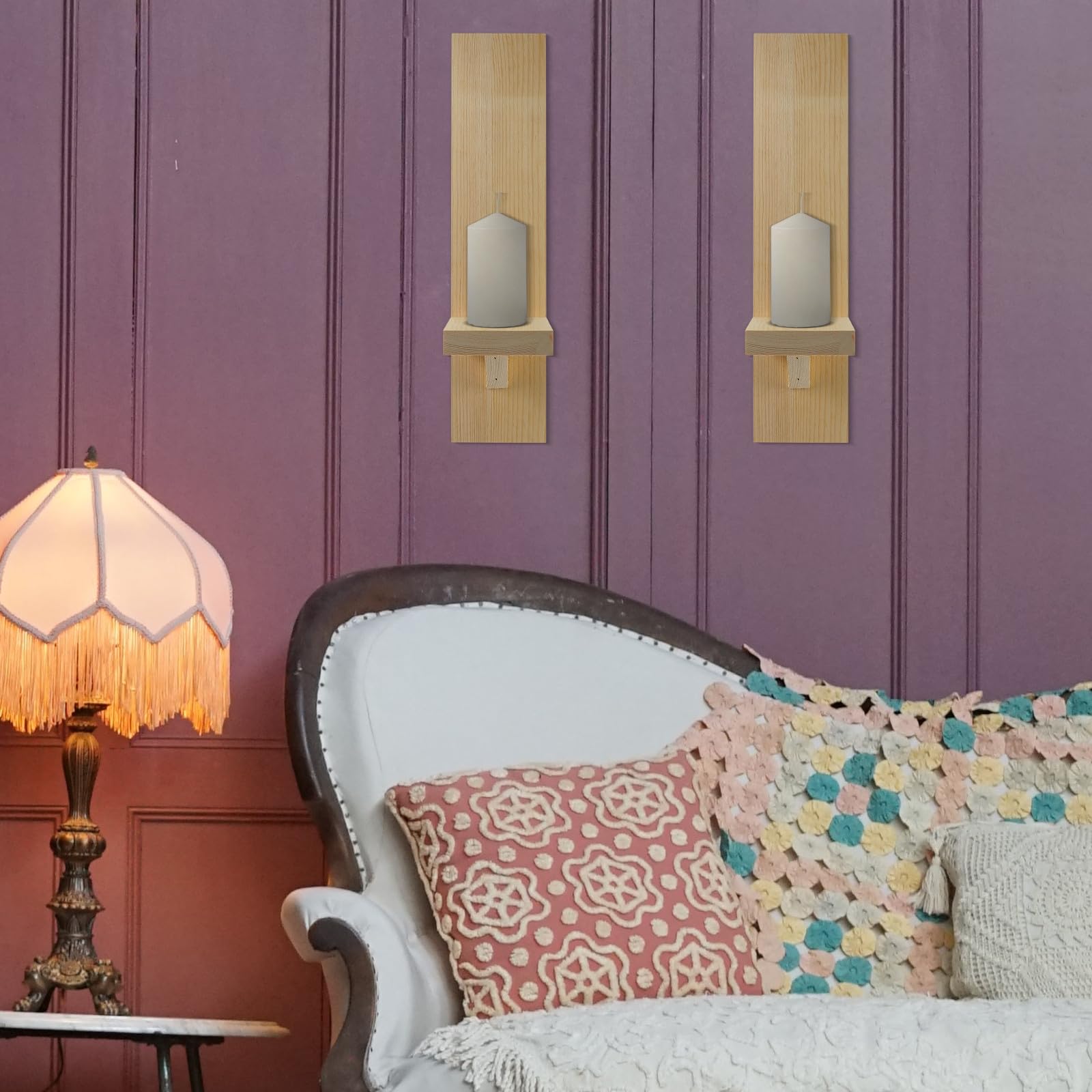 Apliques de Pared para Velas de Madera, Decoración Hogar