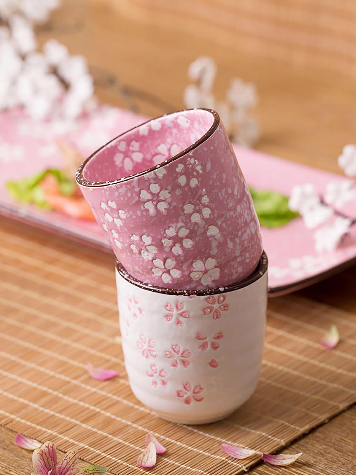 菊型輪花 桜模様湯呑み2客セット ピンク系 Amazon | SHIHEER 湯呑 2個セット 湯呑み 湯のみ 桜 直径7.4×高さ7.8cm