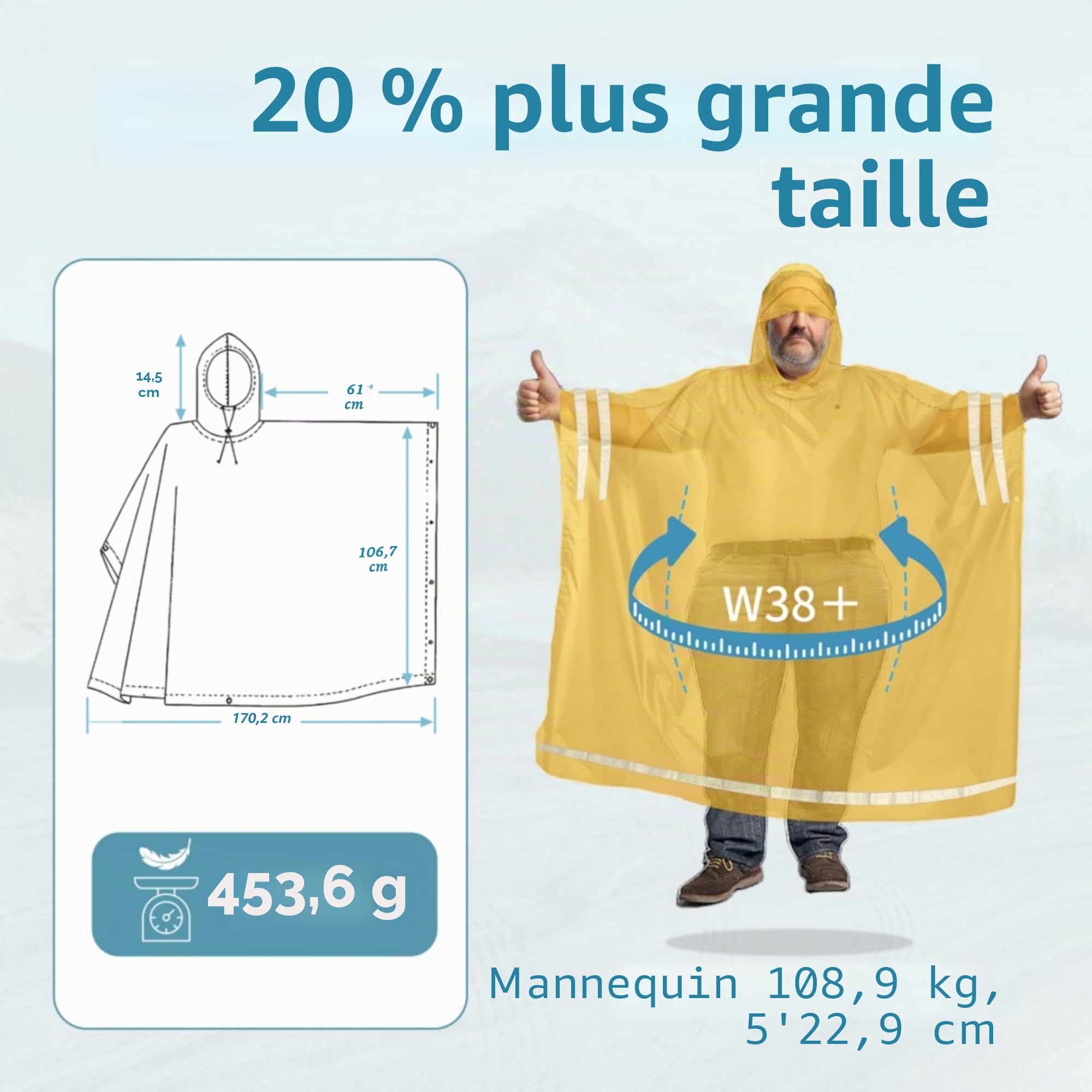 Ref Stripe Rain Poncho Moderne Mixte (lot de 1)
