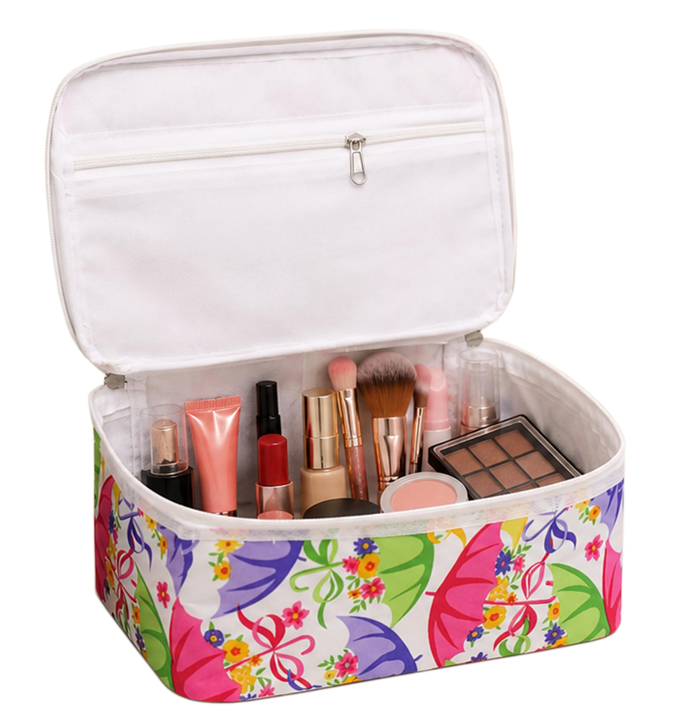 Fabric Women Makeup Storage Box Travel Vanity Artist Storage Bag Zipper Pouch Cosmetic Utility Toiletry Wardrobe Organizer Jewellery Pouch Pack of 1 Multicolor-image-46